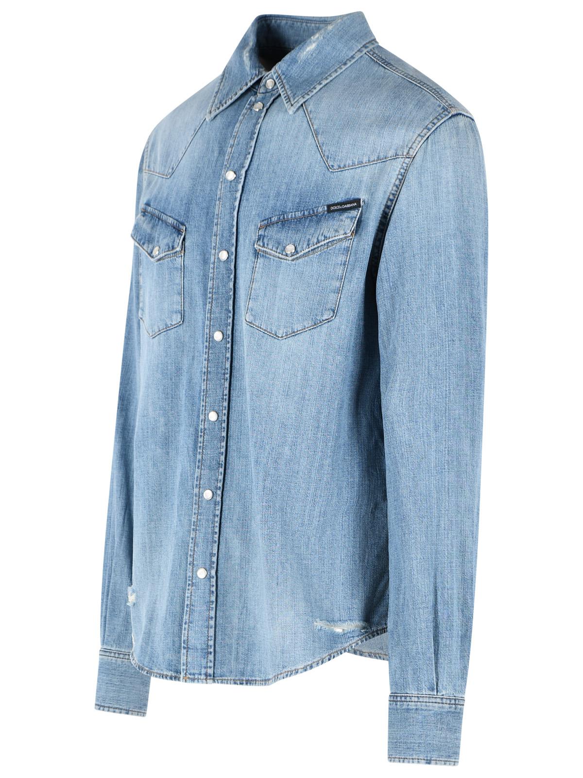 Dolce & Gabbana Blue Cotton Shirt Men DOLCE & GABBANA