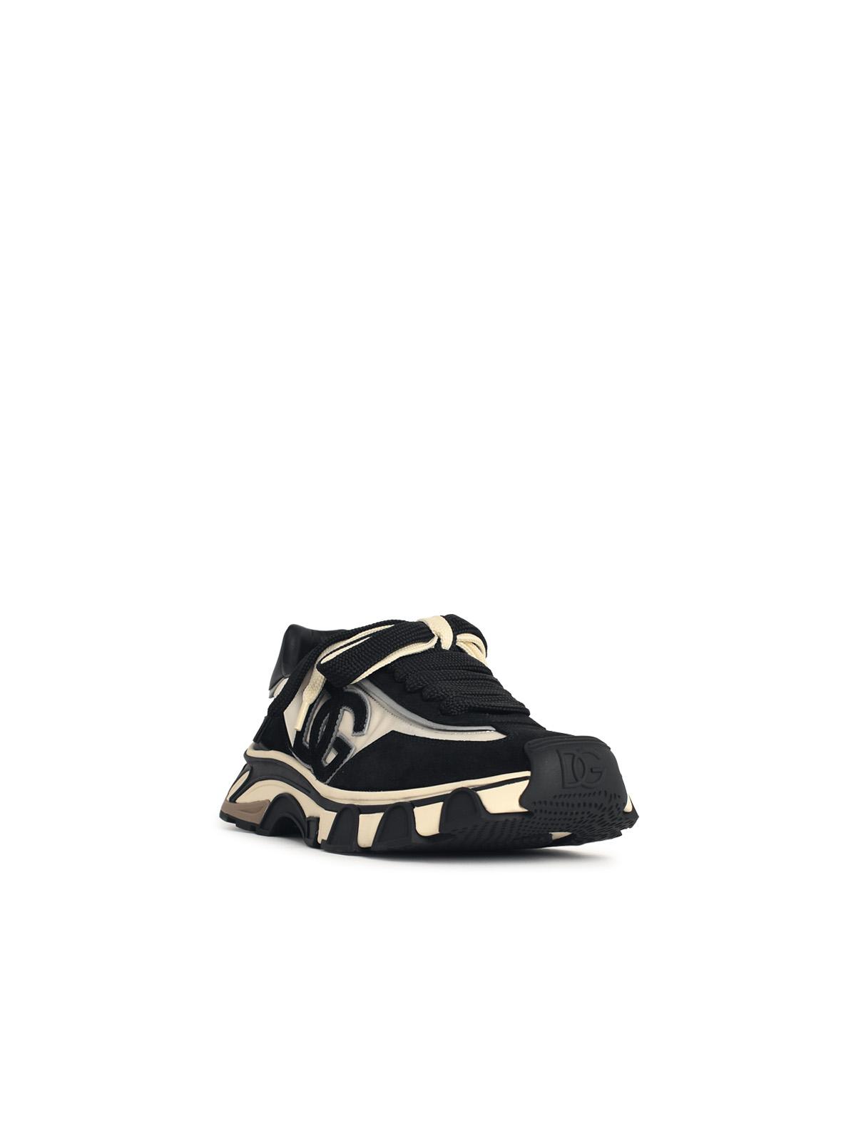 Dolce & Gabbana 'Airmaster' Ivory And Black Fabric And Leather Sneakers Men DOLCE & GABBANA