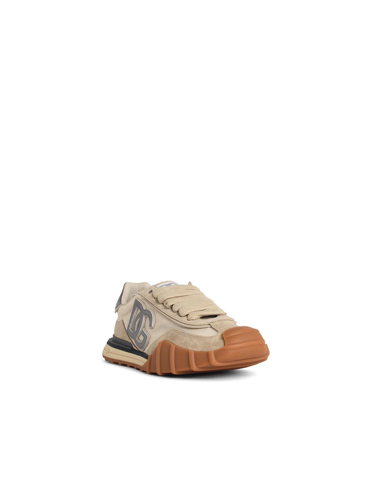 Dolce & Gabbana 'Cushion' Beige Leather Blend Sneakers Men DOLCE & GABBANA