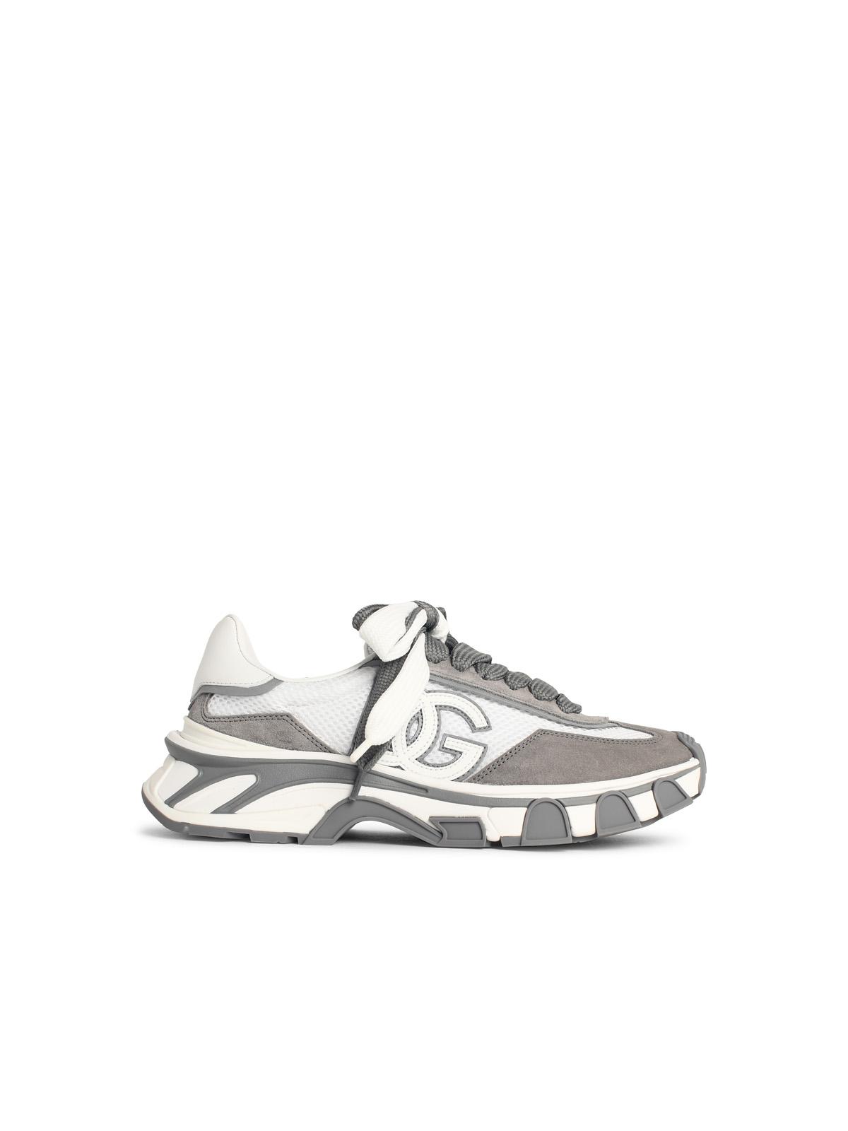 Dolce & Gabbana 'Airmaster' White And Grey Fabric And Leather Sneakers Men DOLCE & GABBANA