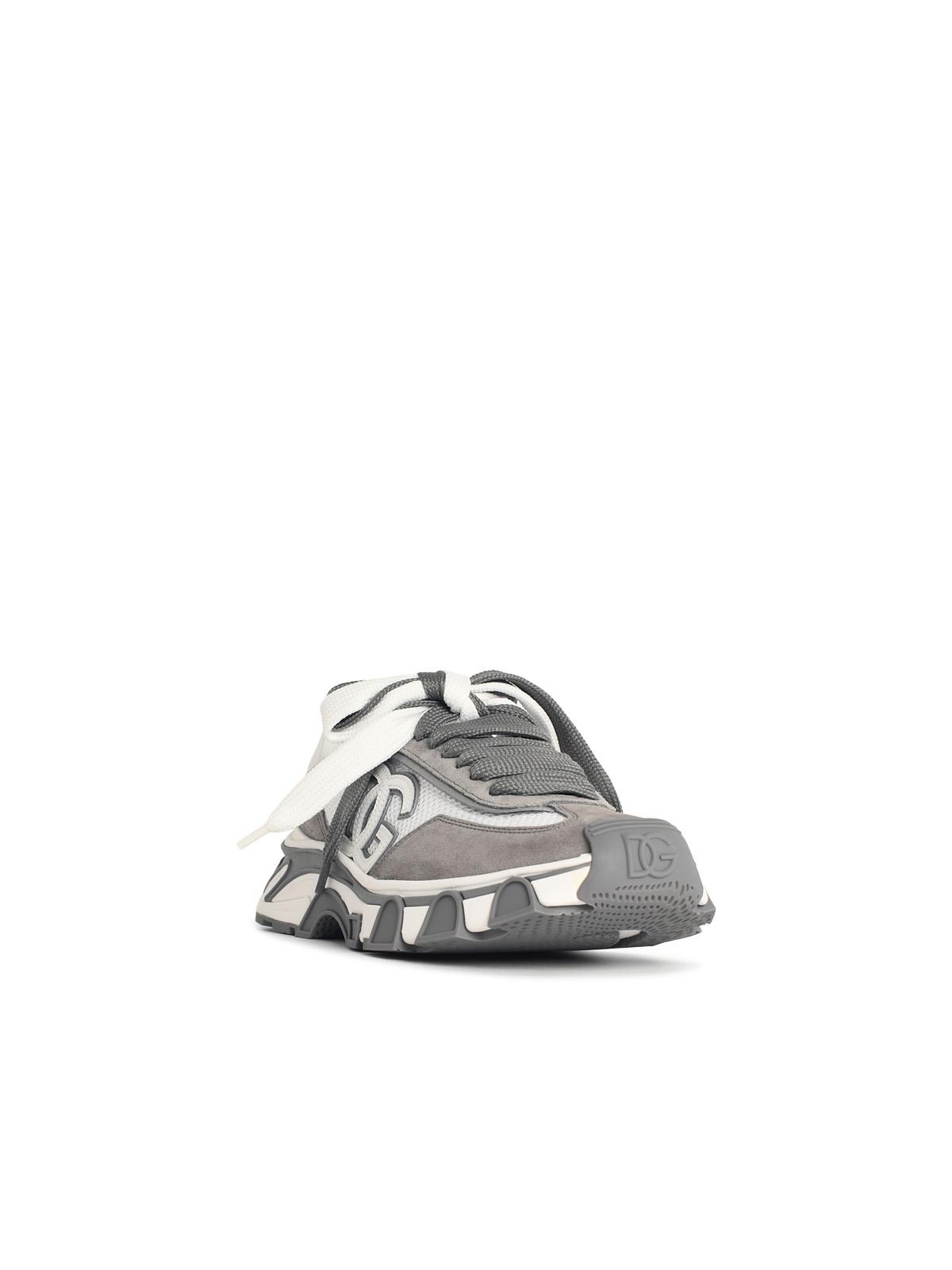 Dolce & Gabbana 'Airmaster' White And Grey Fabric And Leather Sneakers Men DOLCE & GABBANA