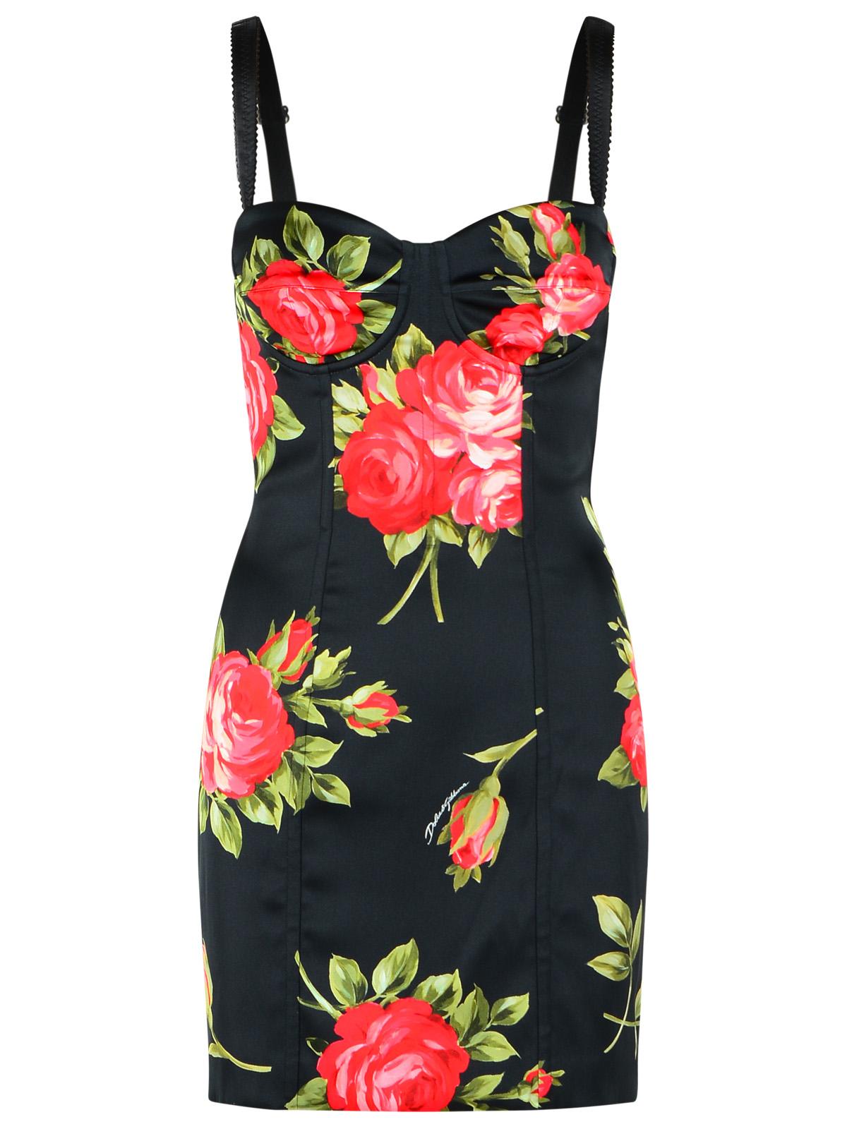 Dolce & Gabbana 'Bouquet Rose' Dress In Black Viscose Blend Women DOLCE & GABBANA