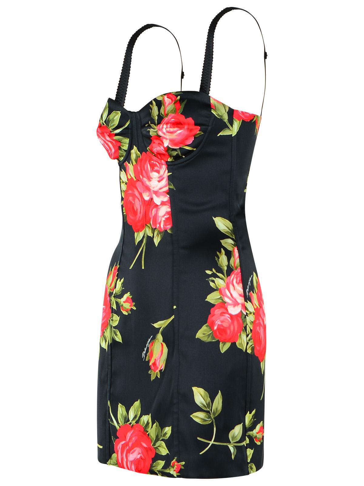 Dolce & Gabbana 'Bouquet Rose' Dress In Black Viscose Blend Women DOLCE & GABBANA