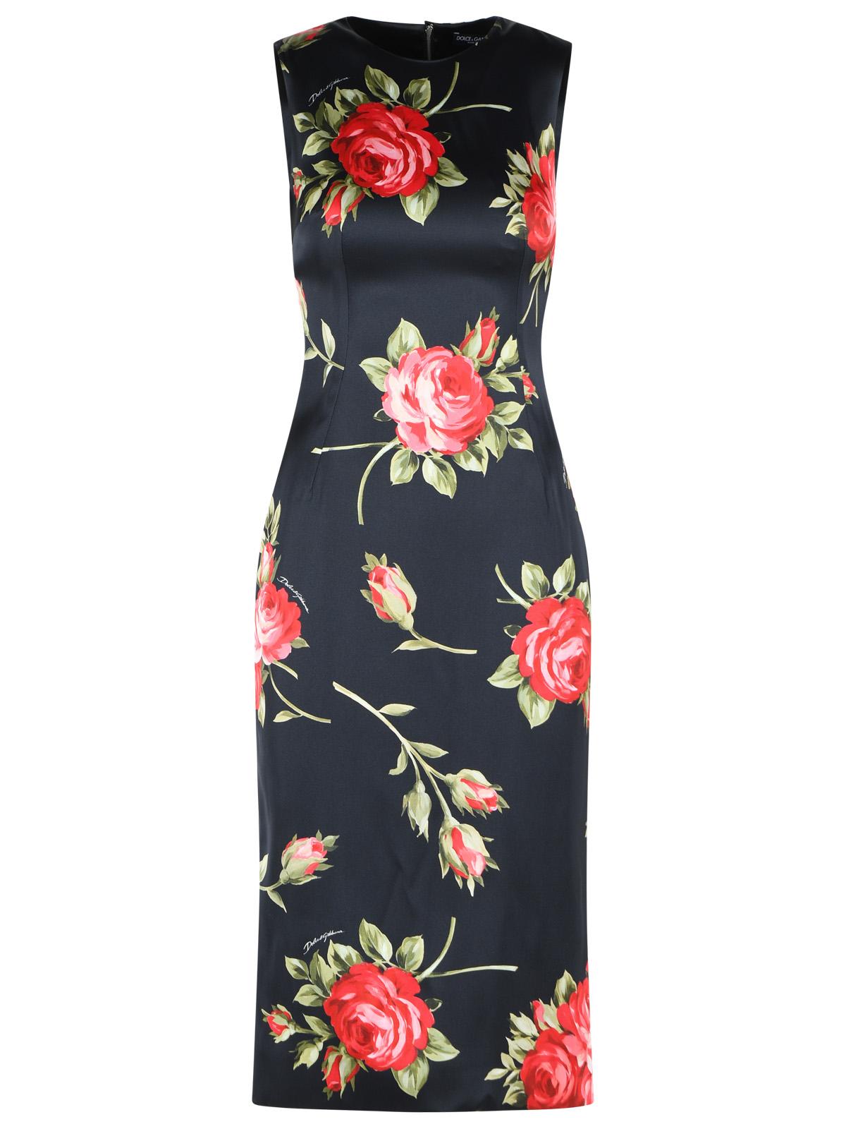 Dolce & Gabbana 'Bouquet Di Rose' Black Viscose Dress Women DOLCE & GABBANA