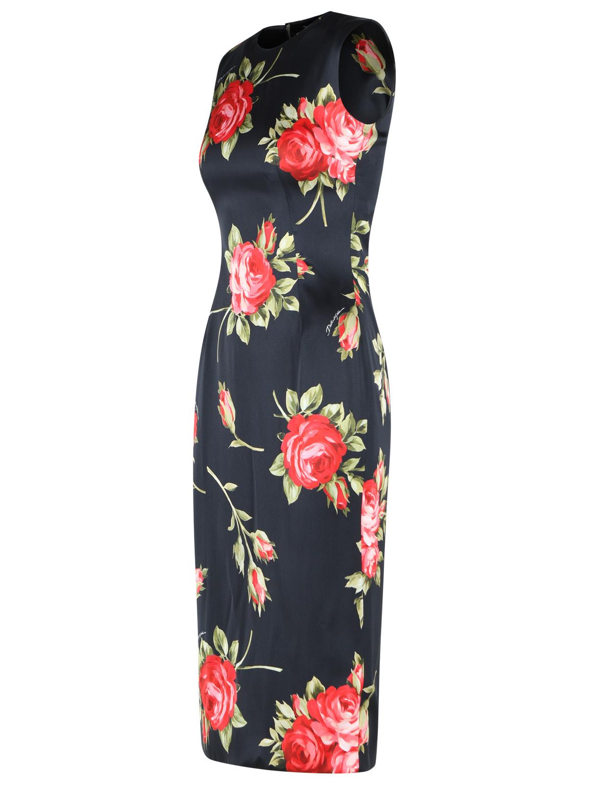 Dolce & Gabbana 'Bouquet Di Rose' Black Viscose Dress Women DOLCE & GABBANA