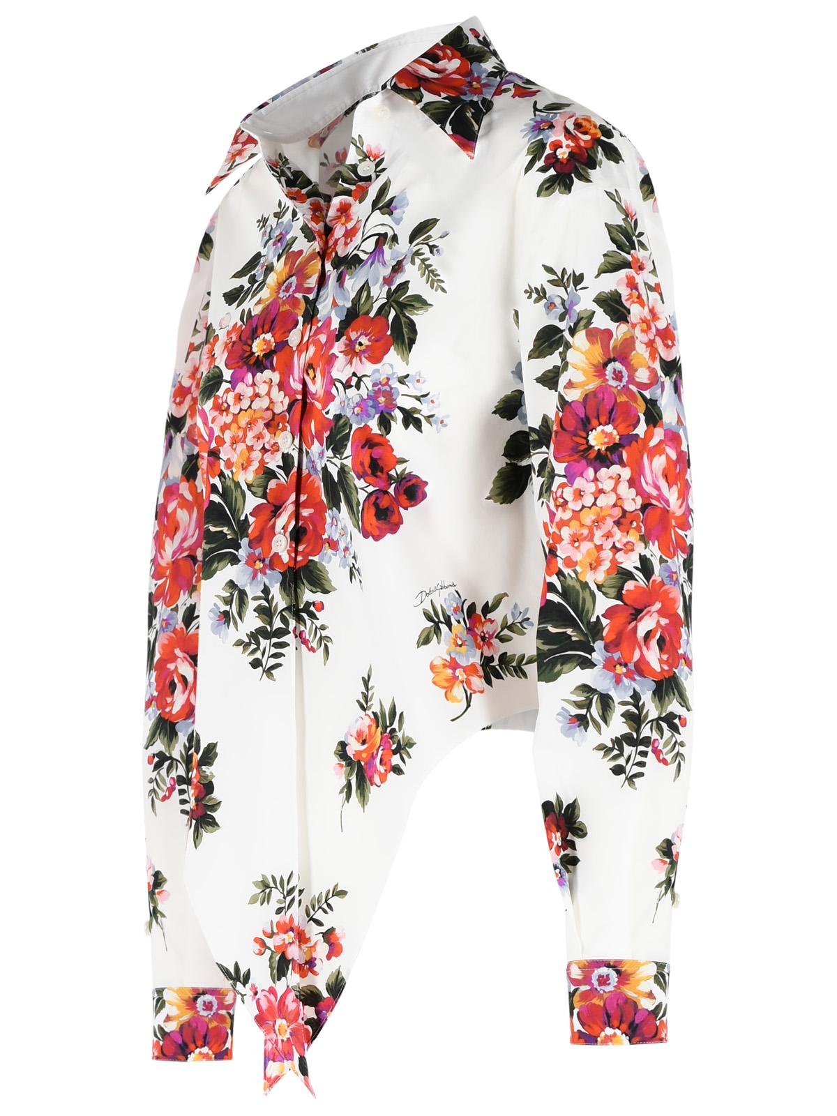 Dolce & Gabbana 'Fiori' White Cotton Shirt Women DOLCE & GABBANA