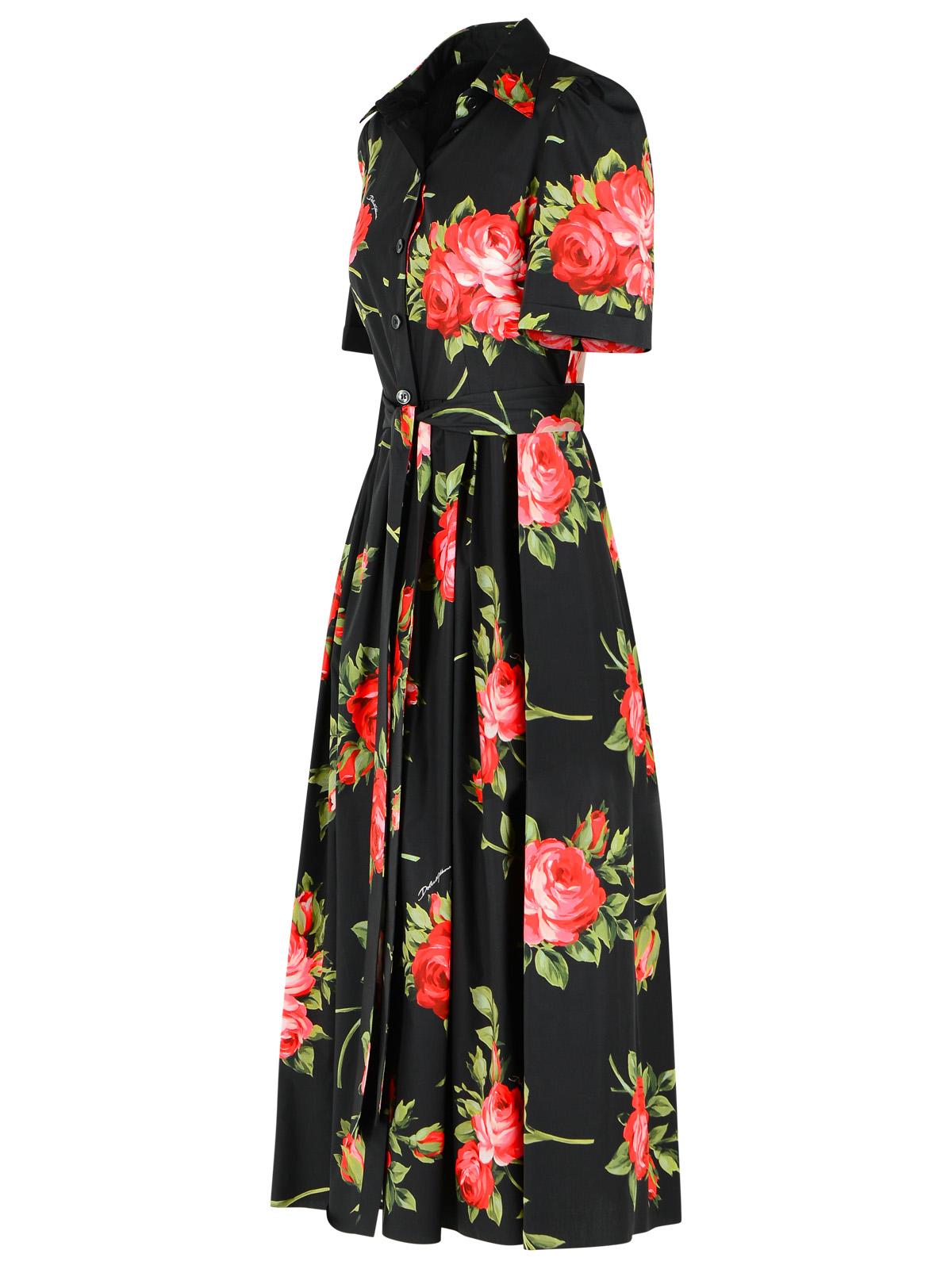 Dolce & Gabbana 'Bouquet' Black Cotton Dress Women DOLCE & GABBANA