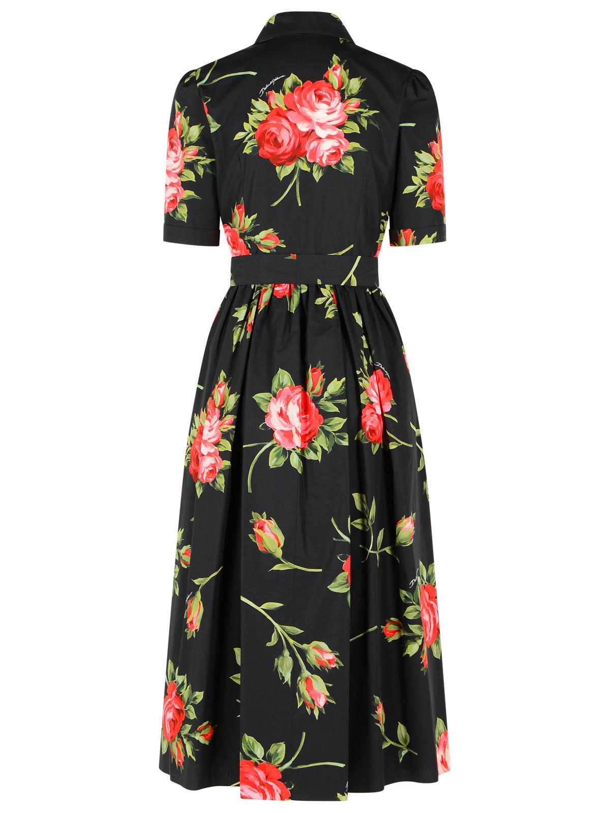 Dolce & Gabbana 'Bouquet' Black Cotton Dress Women DOLCE & GABBANA