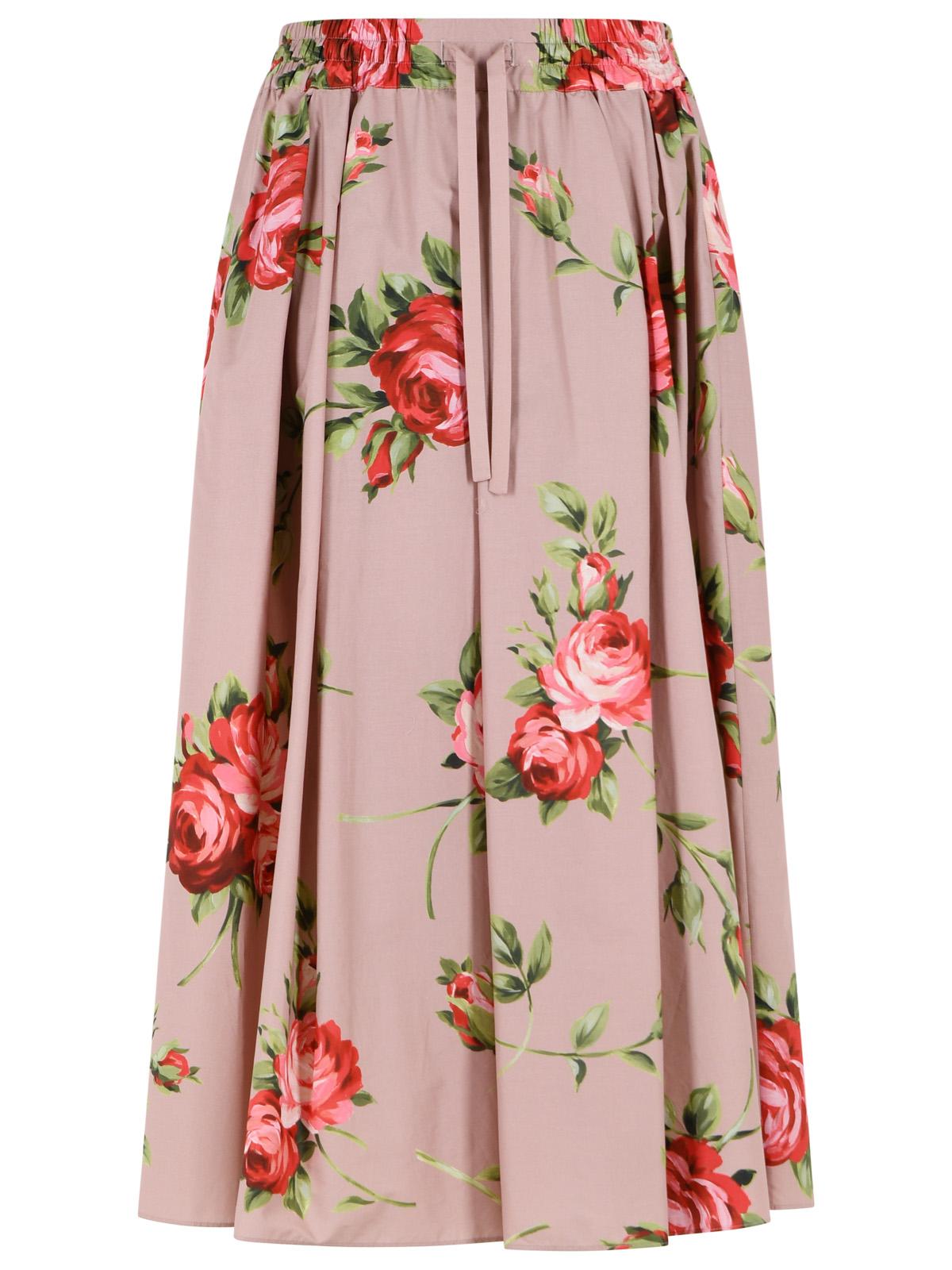 Dolce & Gabbana Rose On Base Rose Bouquet Print Midi Skirt Women DOLCE & GABBANA