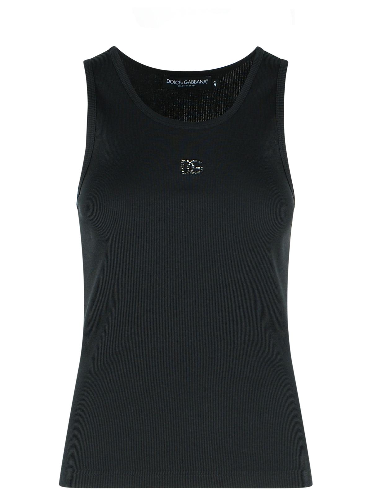 Dolce & Gabbana Tank Top In Textile Glass And Black Polyetsere Women DOLCE & GABBANA