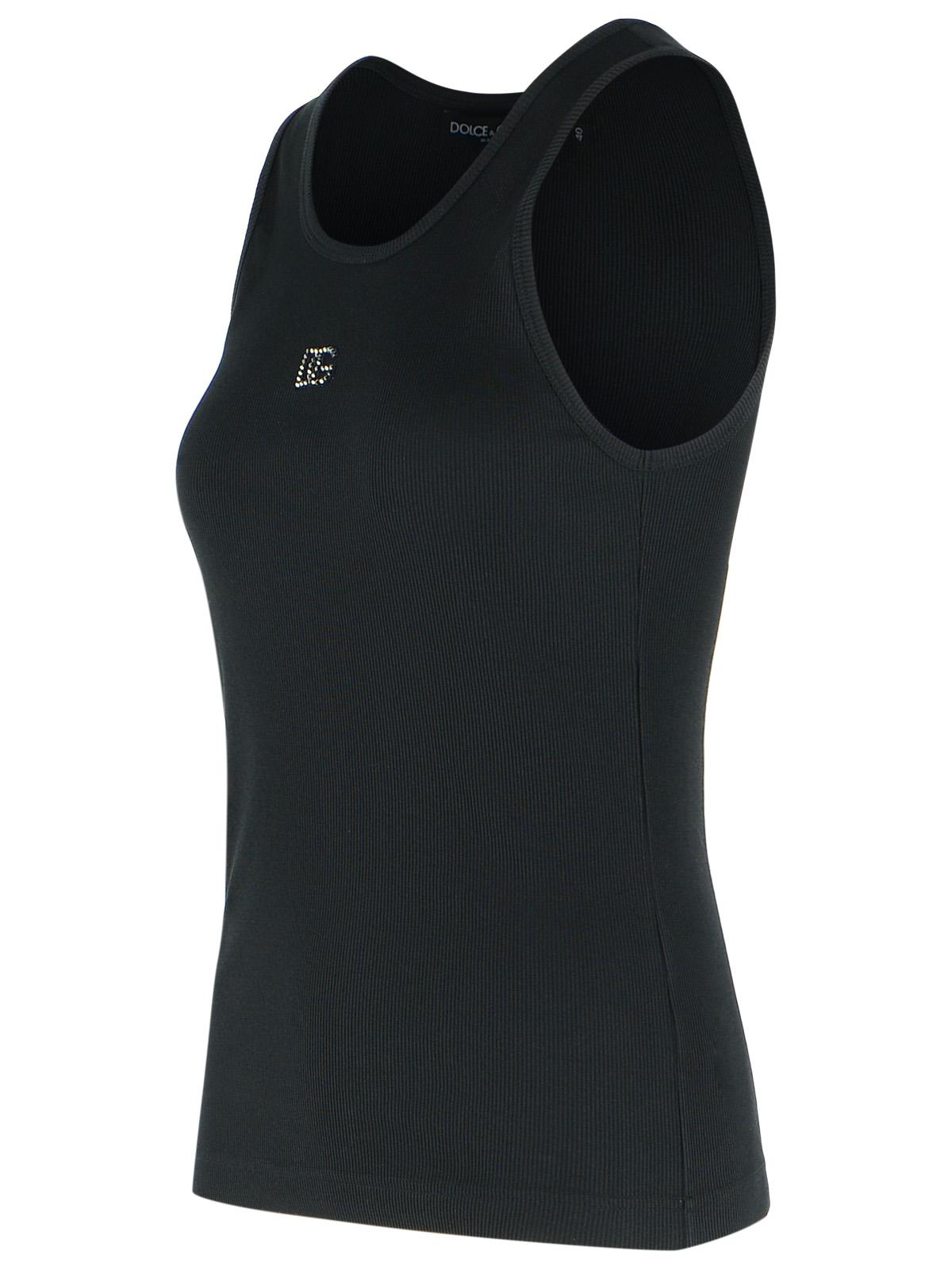 Dolce & Gabbana Tank Top In Textile Glass And Black Polyetsere Women DOLCE & GABBANA