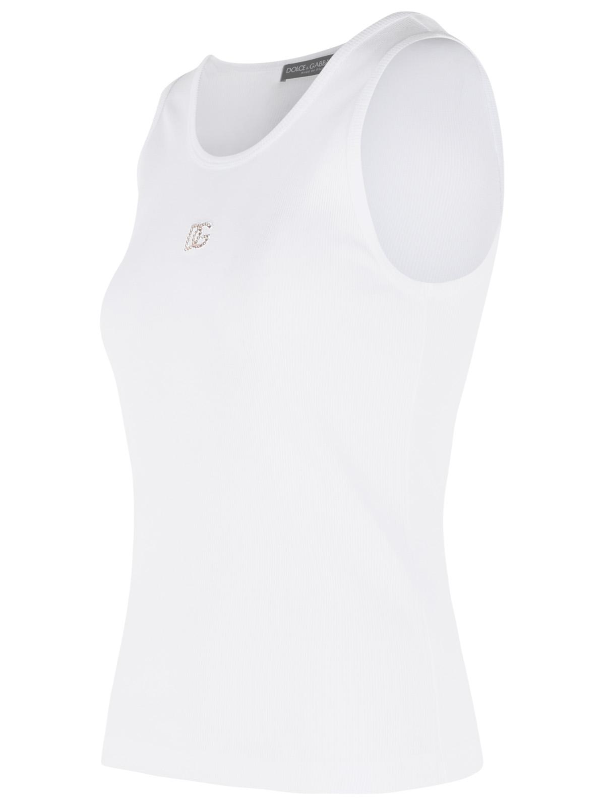 Dolce & Gabbana White Textile Glass Blend Tank Top Women DOLCE & GABBANA