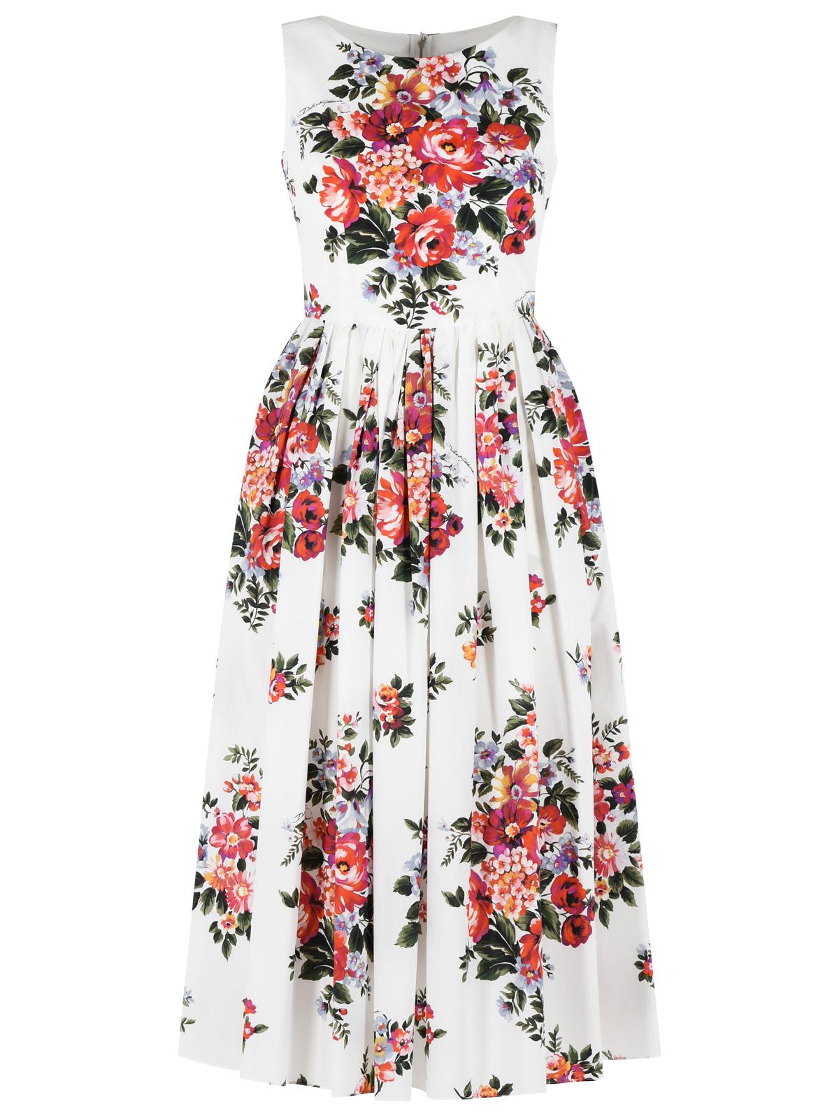 Dolce & Gabbana 'Fiori' White Cotton Dress Women DOLCE & GABBANA