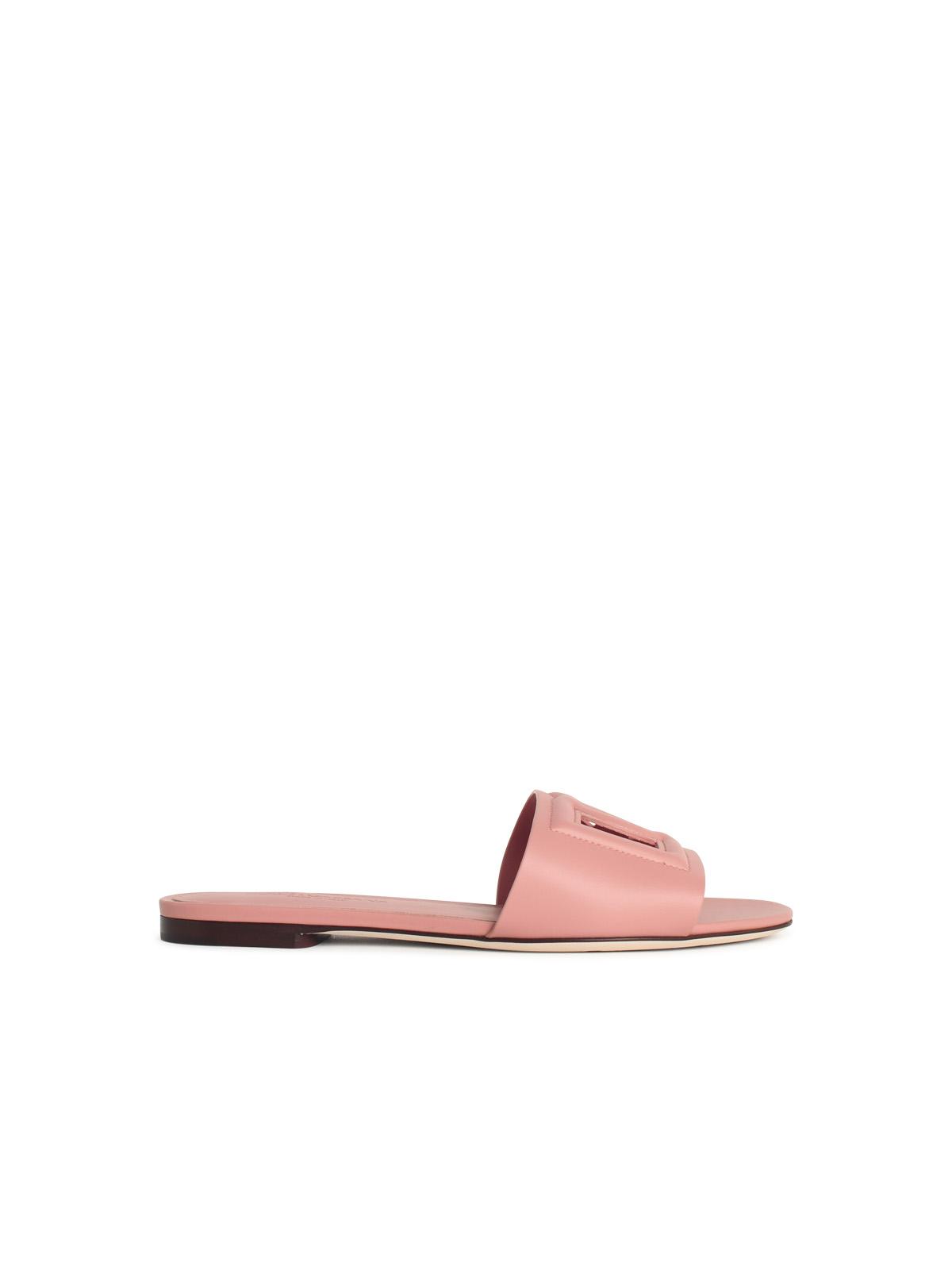 Dolce & Gabbana Pink Leather Slippers Women DOLCE & GABBANA