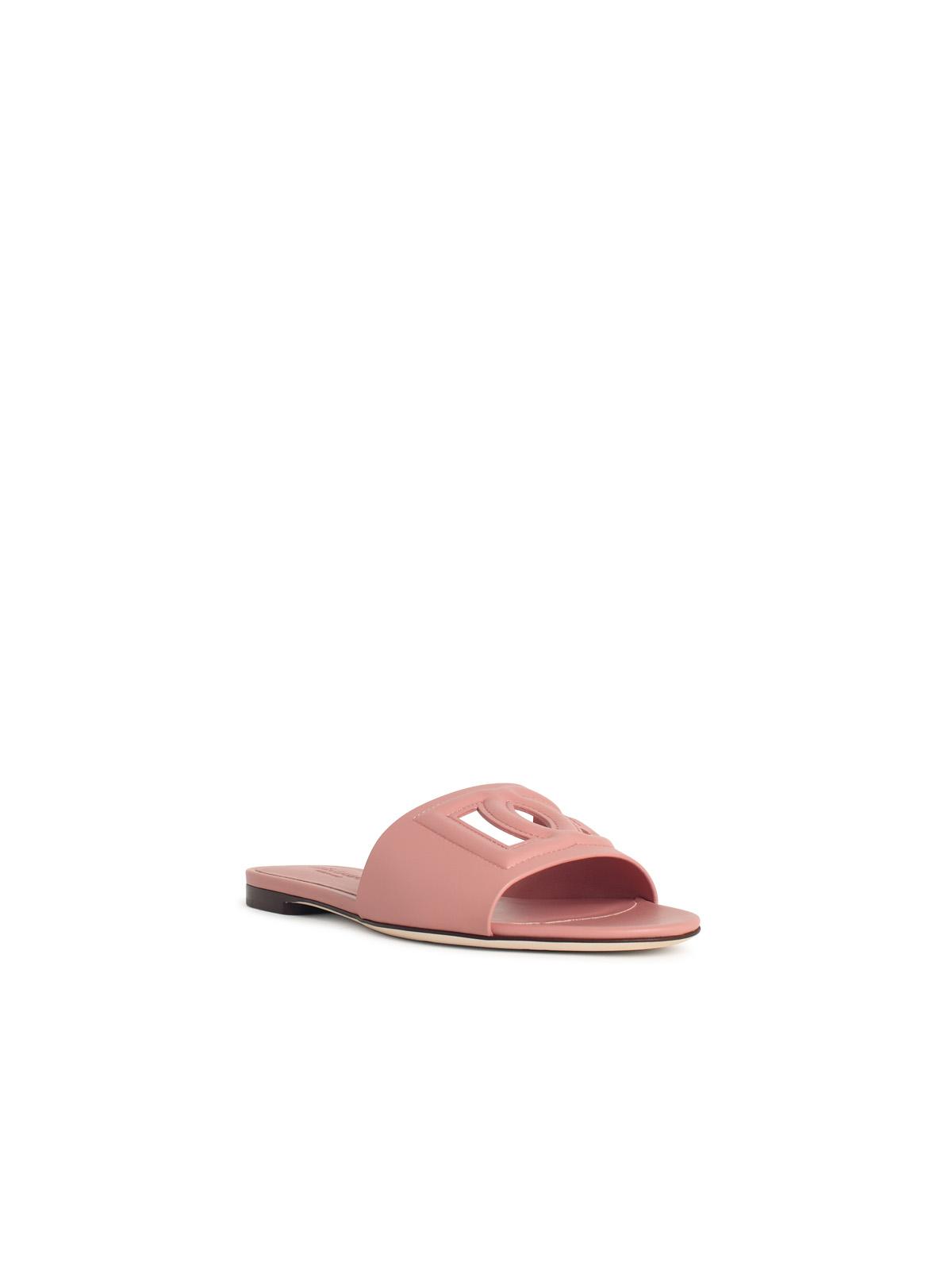Dolce & Gabbana Pink Leather Slippers Women DOLCE & GABBANA