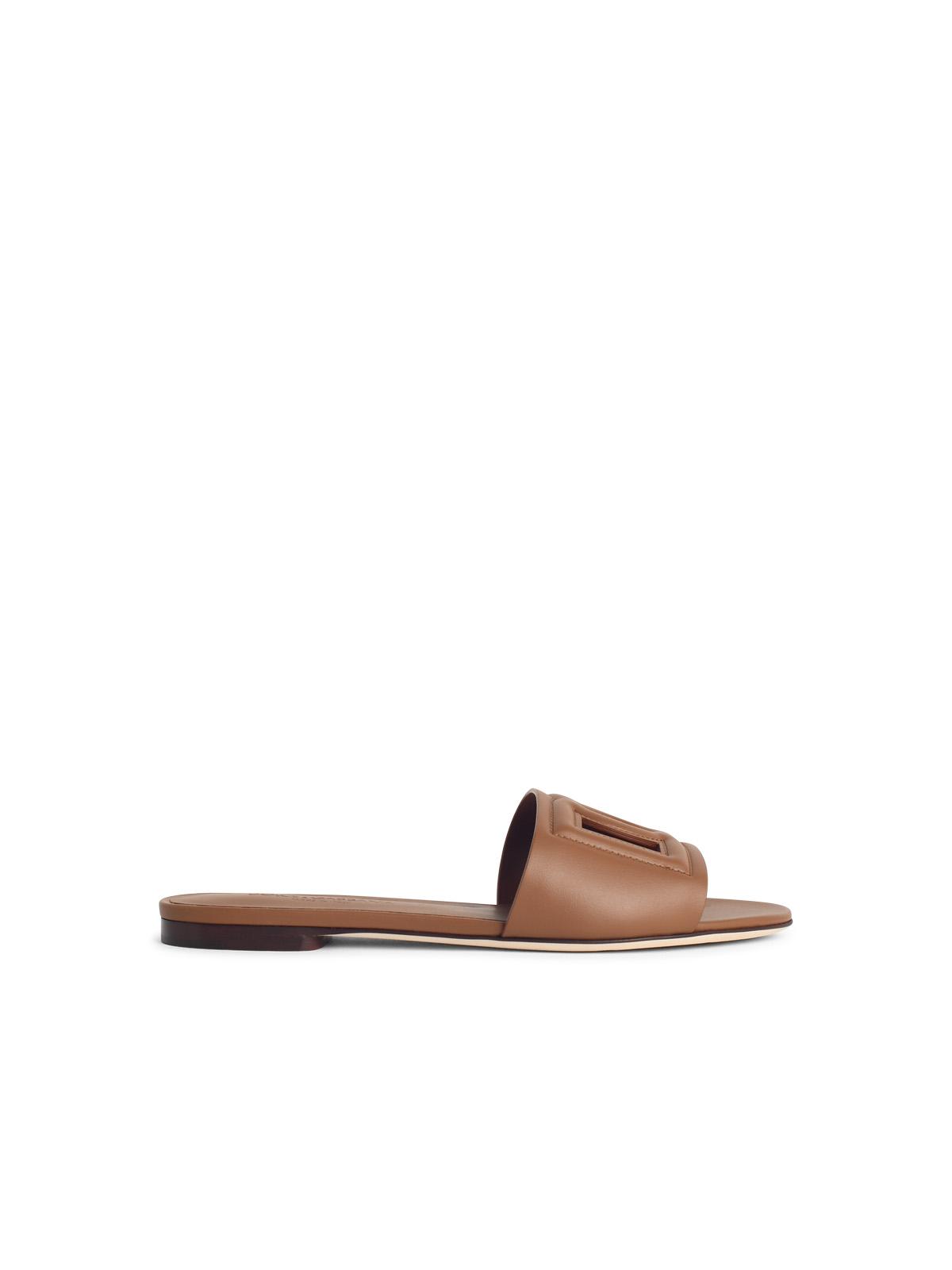 Dolce & Gabbana Brown Leather Slipper Women DOLCE & GABBANA