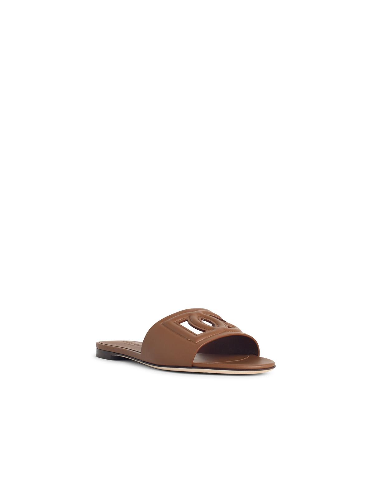 Dolce & Gabbana Brown Leather Slipper Women DOLCE & GABBANA