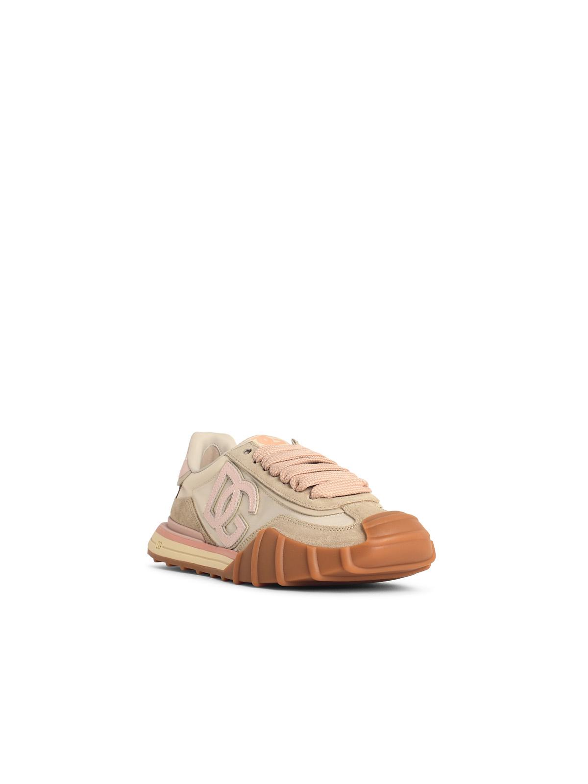 Dolce & Gabbana 'Dg Athletic' Ivory And Pink Fabric And Leather Sneakers Women DOLCE & GABBANA