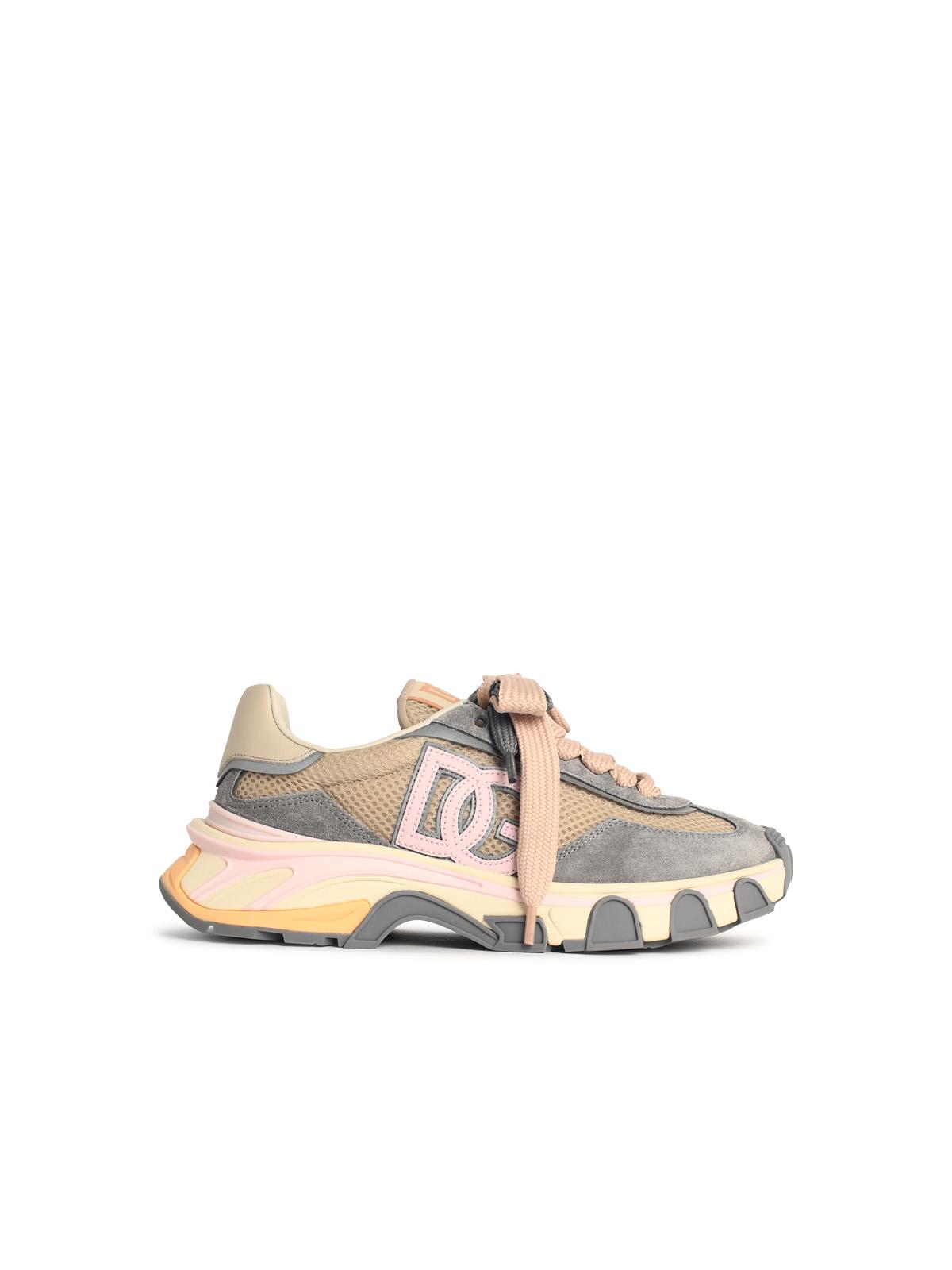 Dolce & Gabbana 'Airmaster' Sneakers In Beige And Grey Fabric And Leather Women DOLCE & GABBANA
