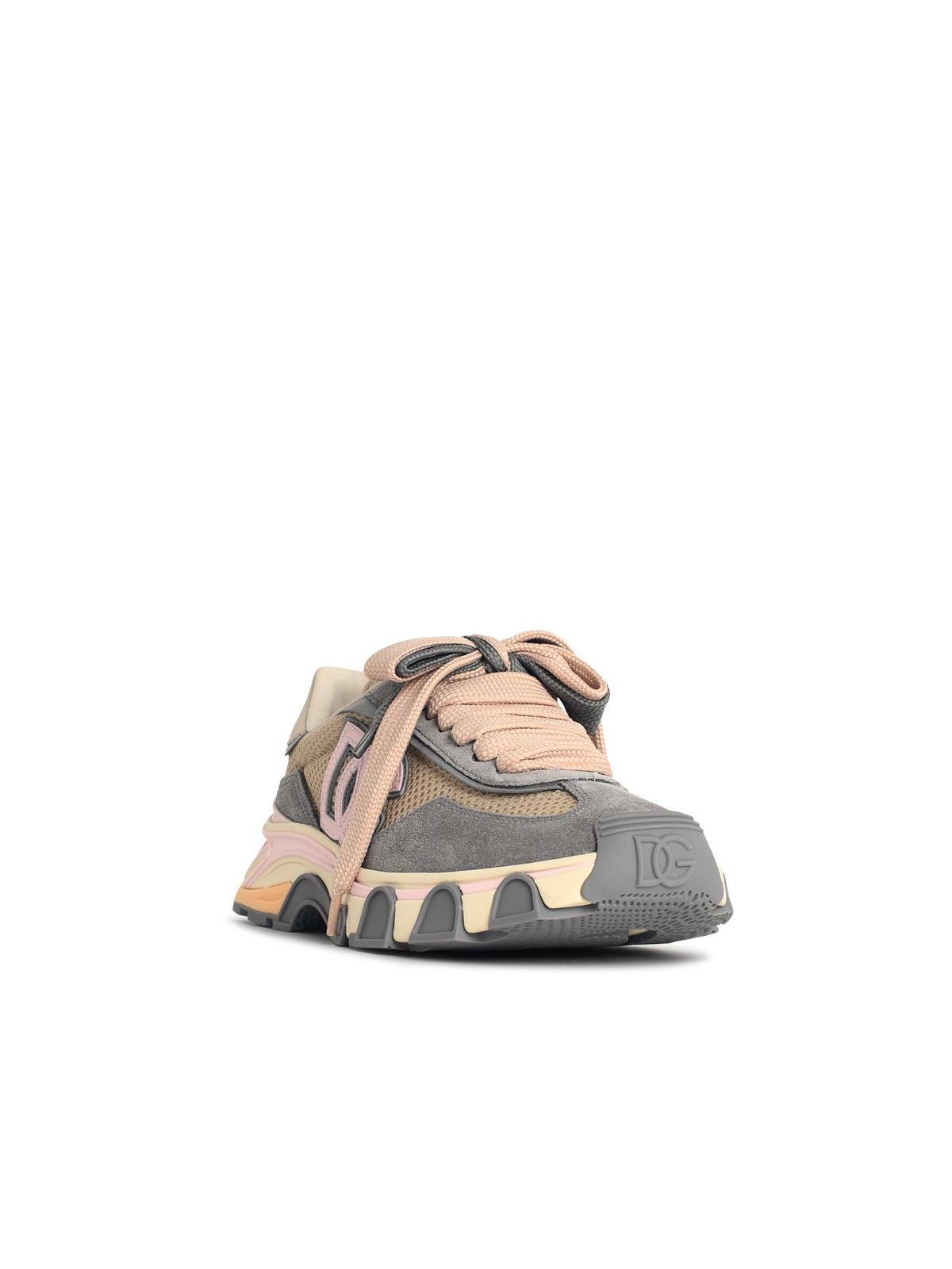 Dolce & Gabbana 'Airmaster' Sneakers In Beige And Grey Fabric And Leather Women DOLCE & GABBANA