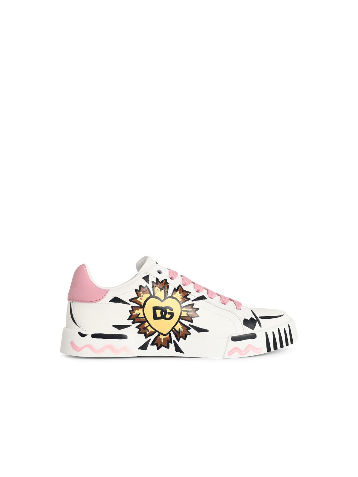 Dolce & Gabbana 'Portofino Light Strobel' White Leather Sneakers Women DOLCE & GABBANA