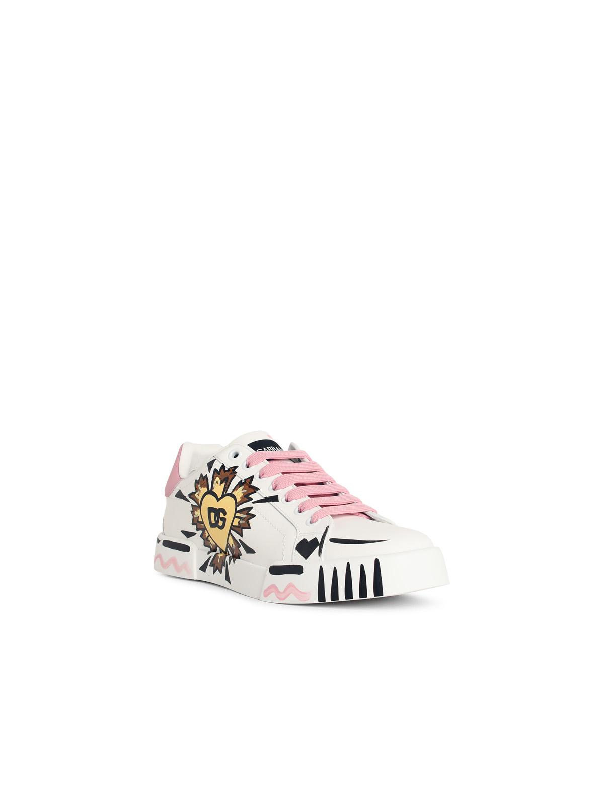 Dolce & Gabbana 'Portofino Light Strobel' White Leather Sneakers Women DOLCE & GABBANA