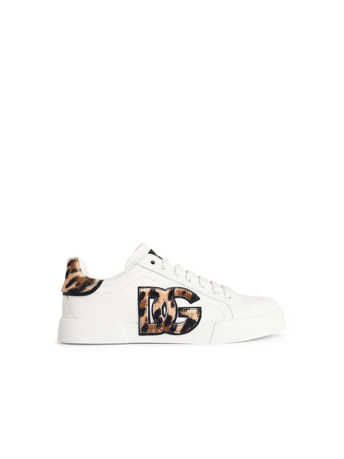 Dolce & Gabbana 'Portofino' White Leather Sneakers Women DOLCE & GABBANA