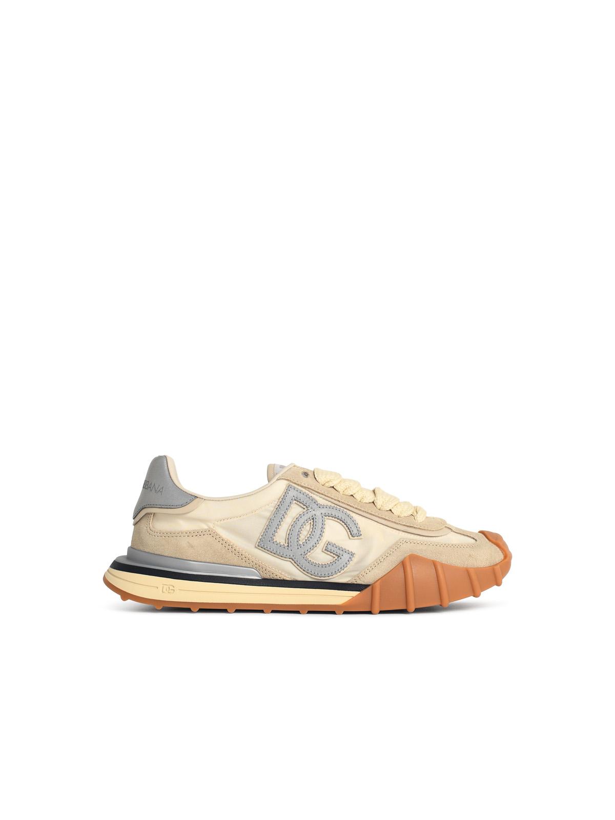 Dolce & Gabbana 'Dg Athletic' Beige Fabric And Leather Sneakers Women DOLCE & GABBANA