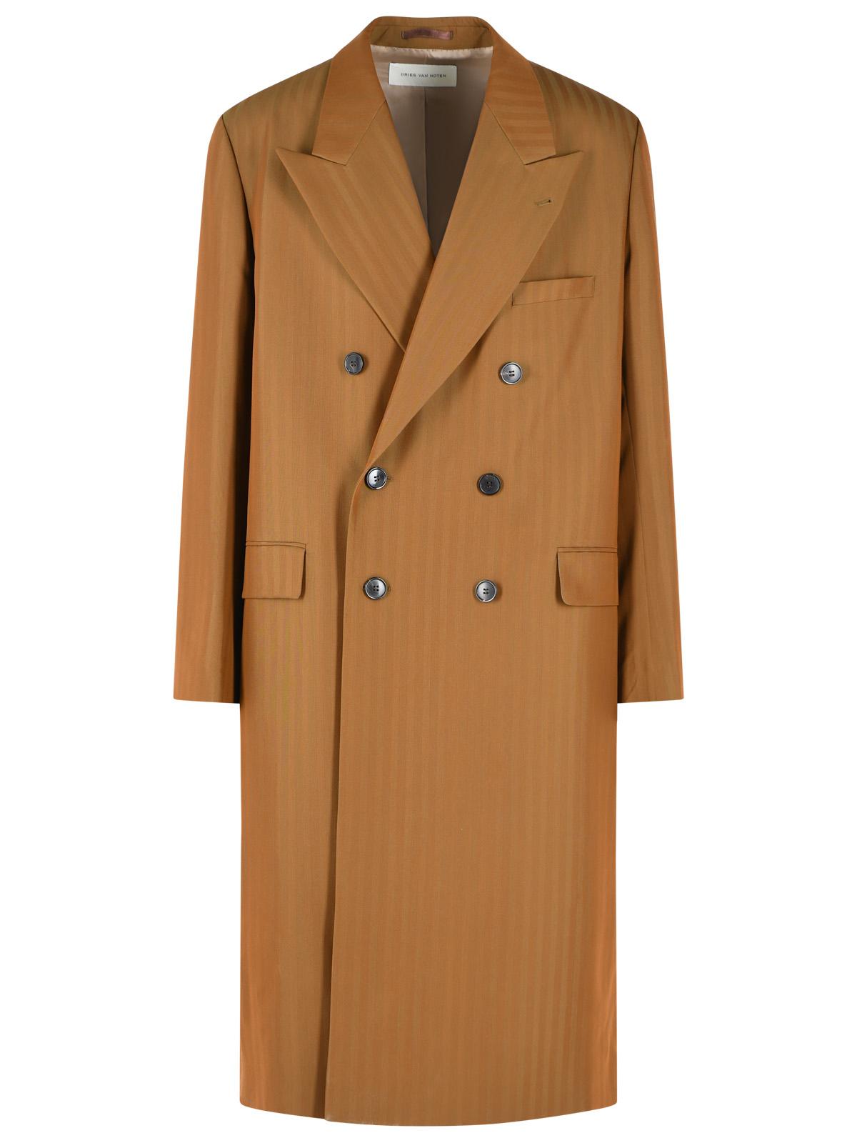 Dries Van Noten 'Rosie' Brown Wool Blend Coat Men DRIES VAN NOTEN