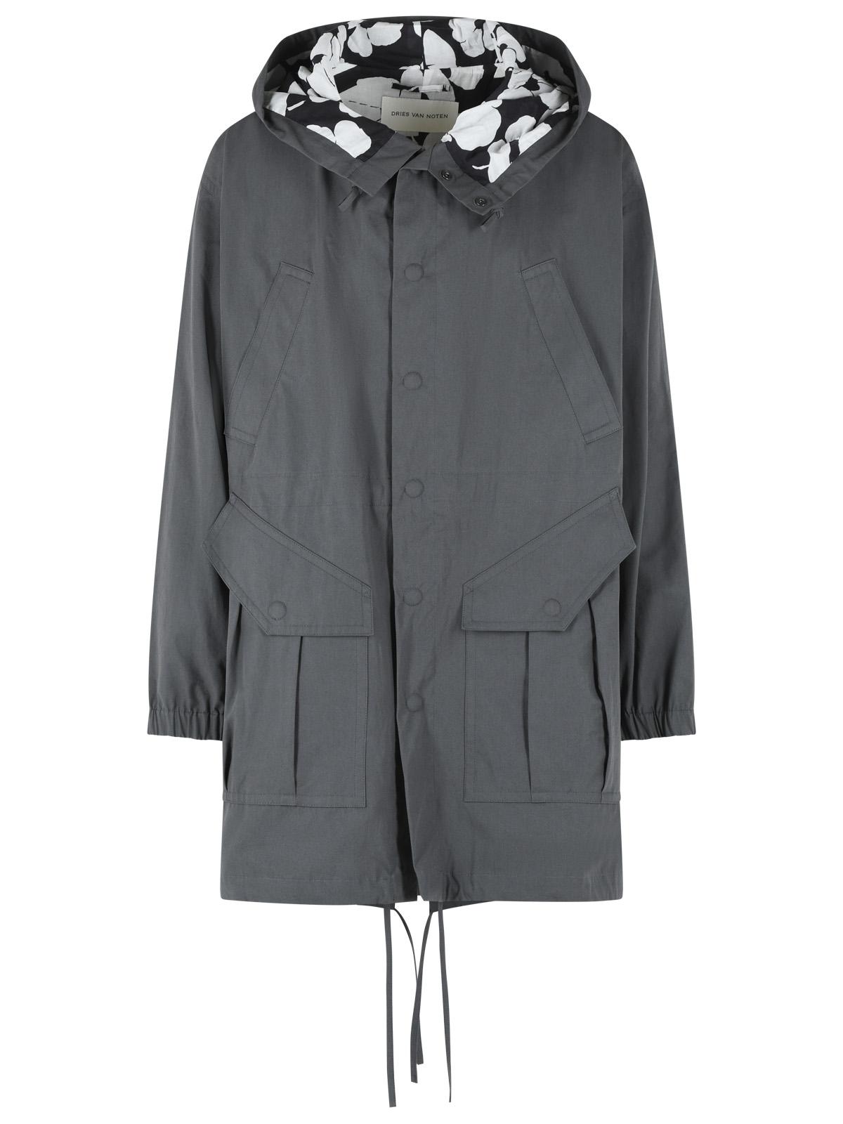 Dries Van Noten 'Voxer' Grey Cotton Parka Men DRIES VAN NOTEN