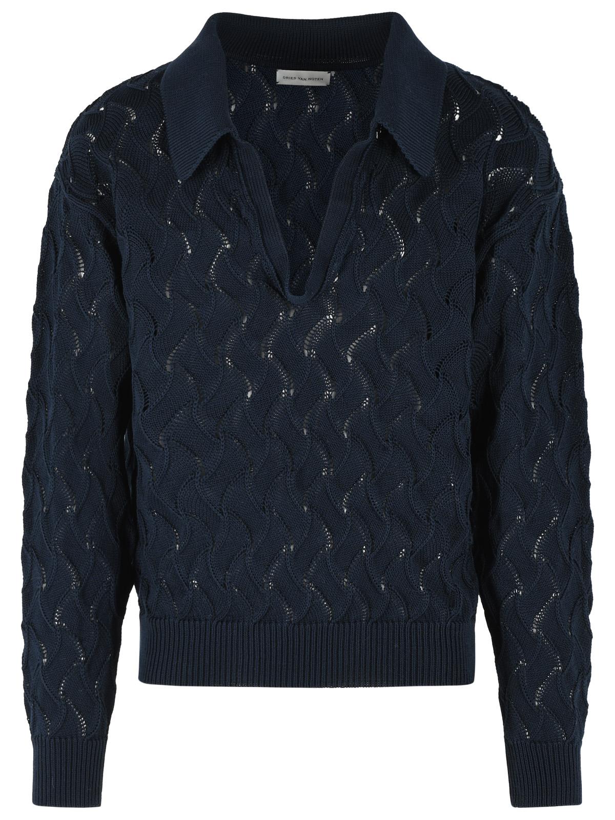 Dries Van Noten 'Maquis' Navy Cotton Sweater Men DRIES VAN NOTEN