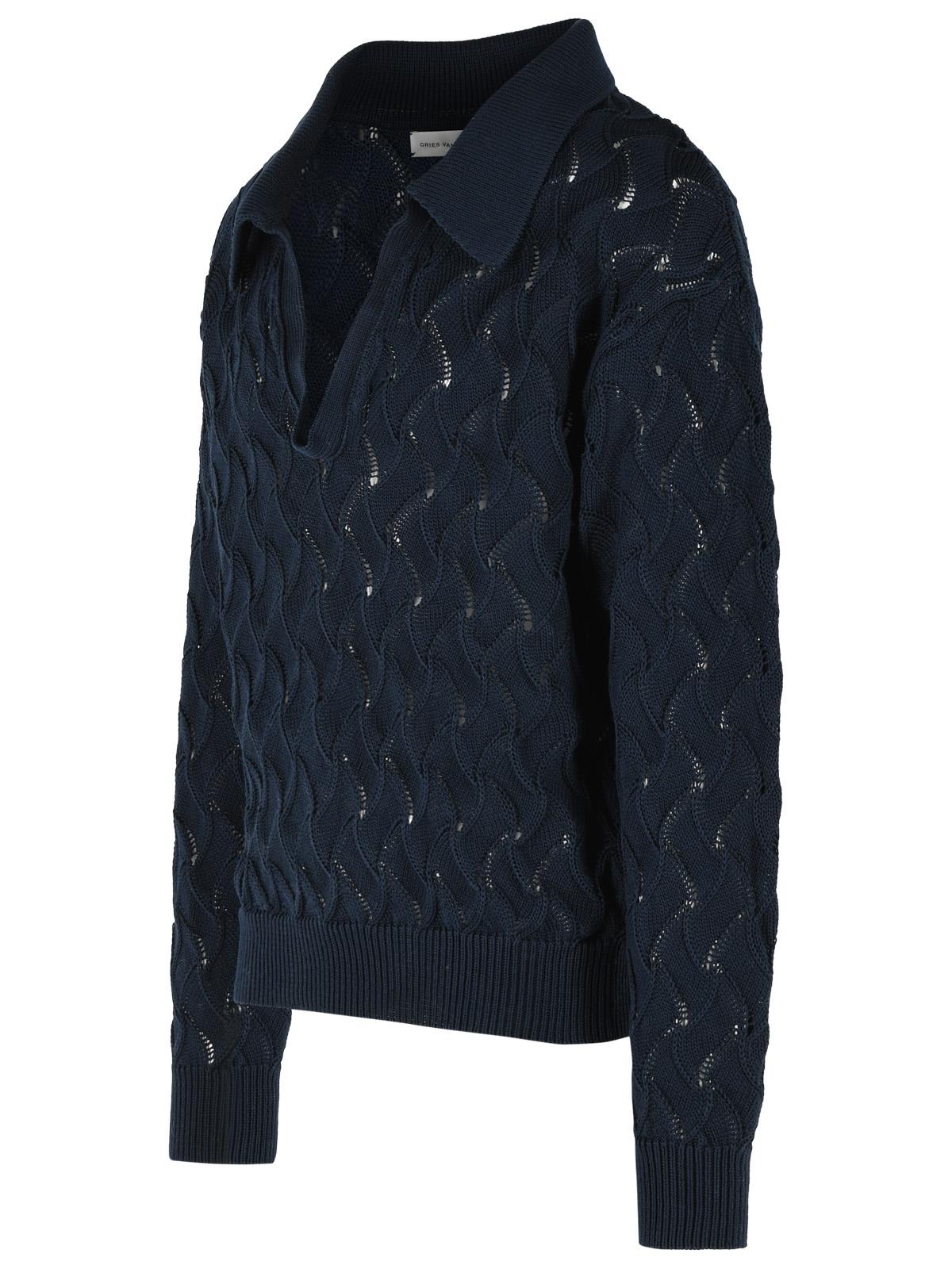 Dries Van Noten 'Maquis' Navy Cotton Sweater Men DRIES VAN NOTEN