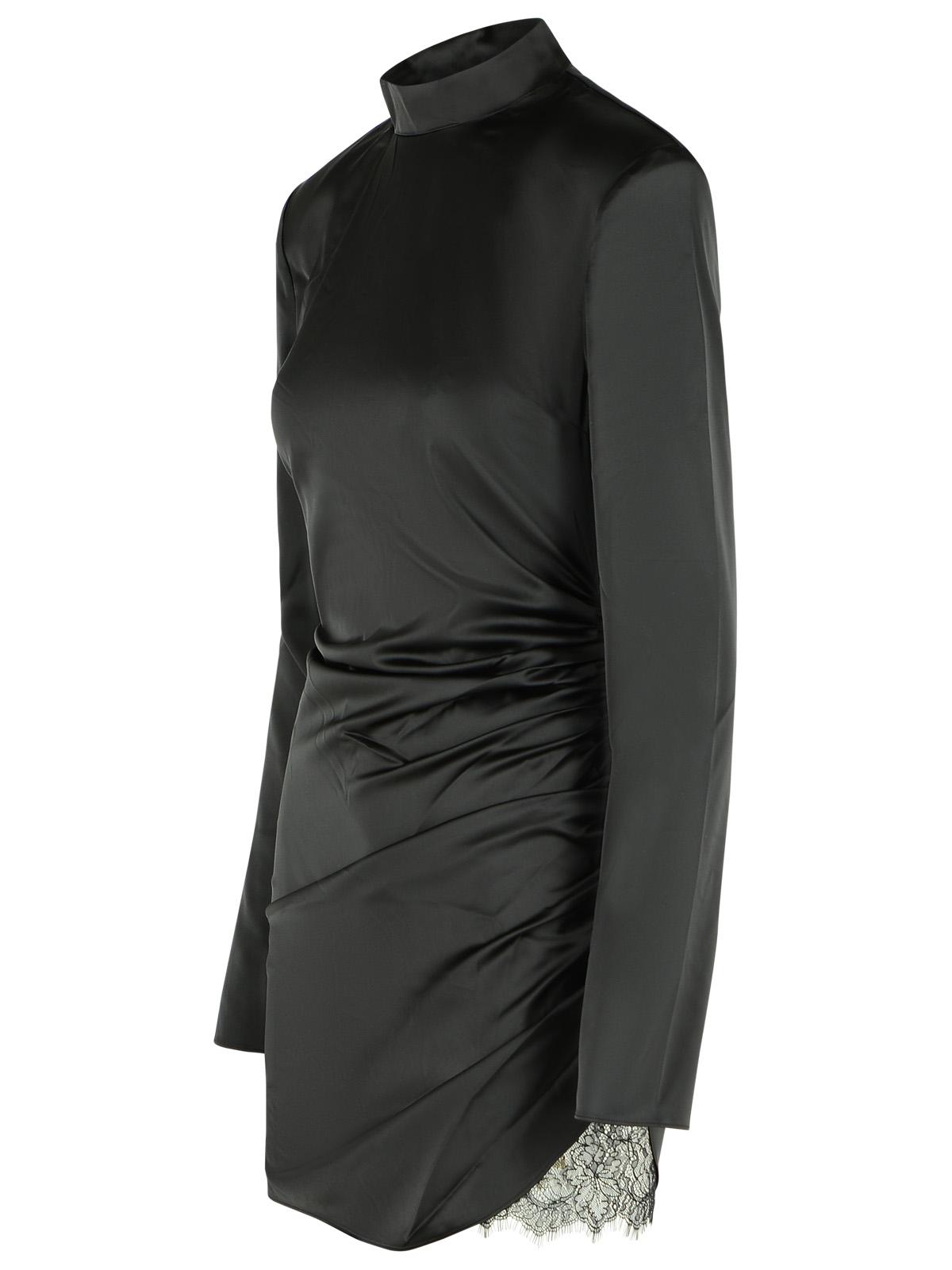Rotate Black Polyester Satin Mini Dress Women ROTATE