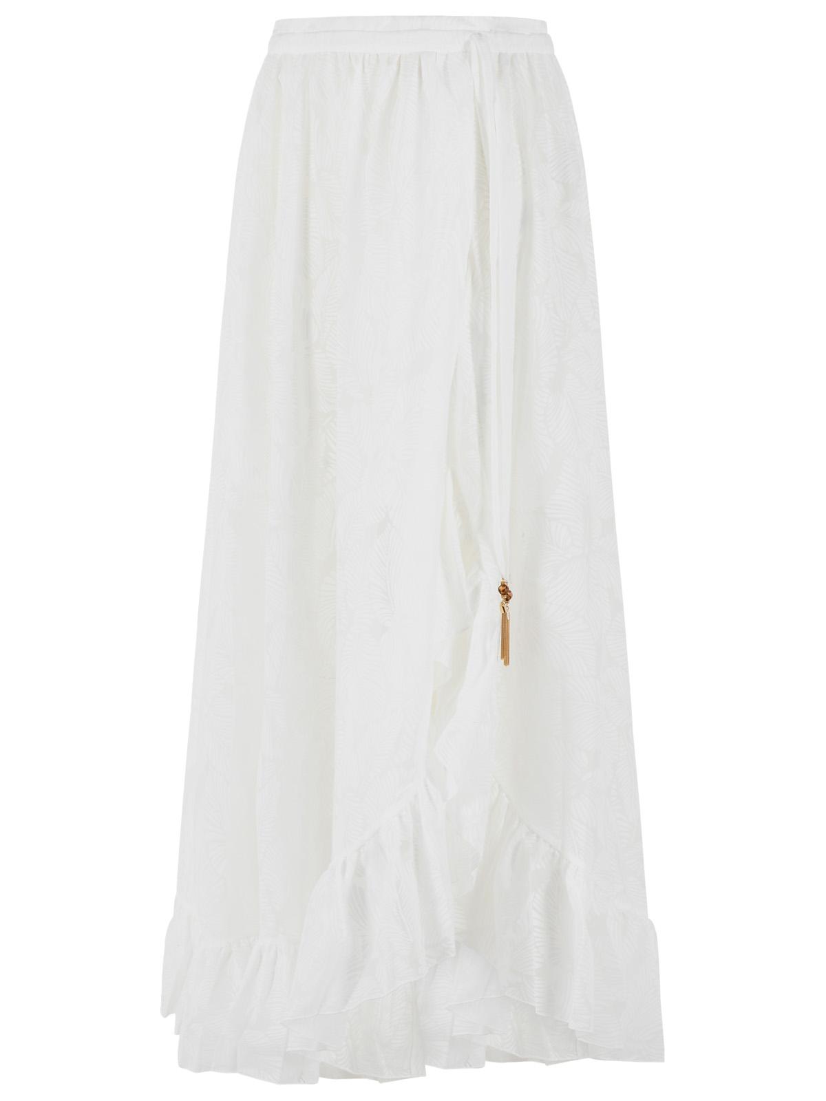 Zimmermann 'Daylight' Long Skirt In White Cotton Blend Women ZIMMERMANN