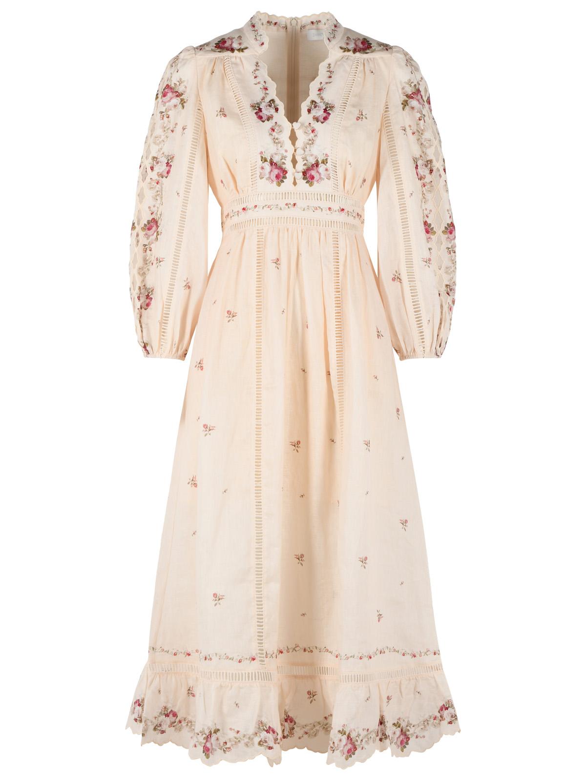 Zimmermann Long 'Patience' Peach Linen Dress Women ZIMMERMANN