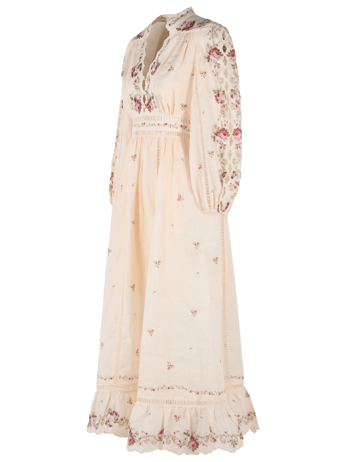 Zimmermann Long 'Patience' Peach Linen Dress Women ZIMMERMANN
