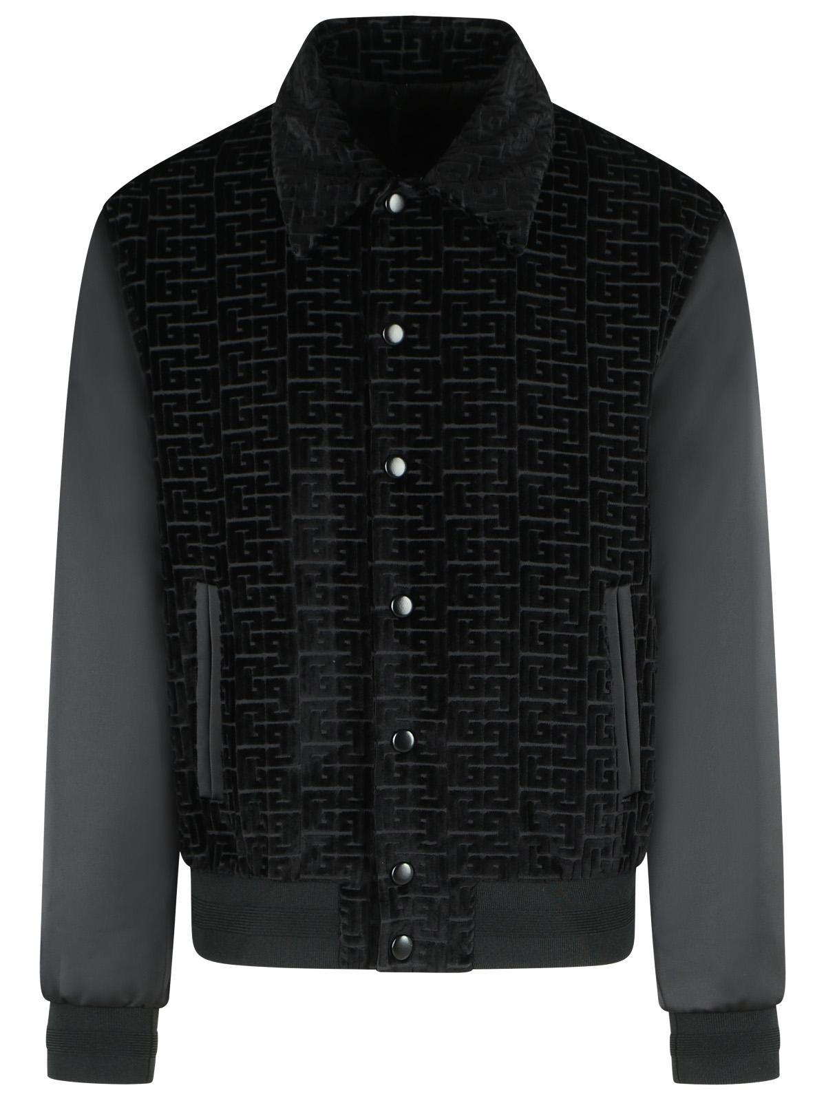 Balmain 'Monogram' Bomber Jacket In Cotton And Black Viscose Men BALMAIN