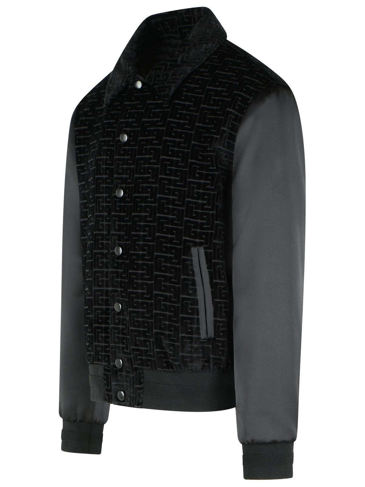 Balmain 'Monogram' Bomber Jacket In Cotton And Black Viscose Men BALMAIN