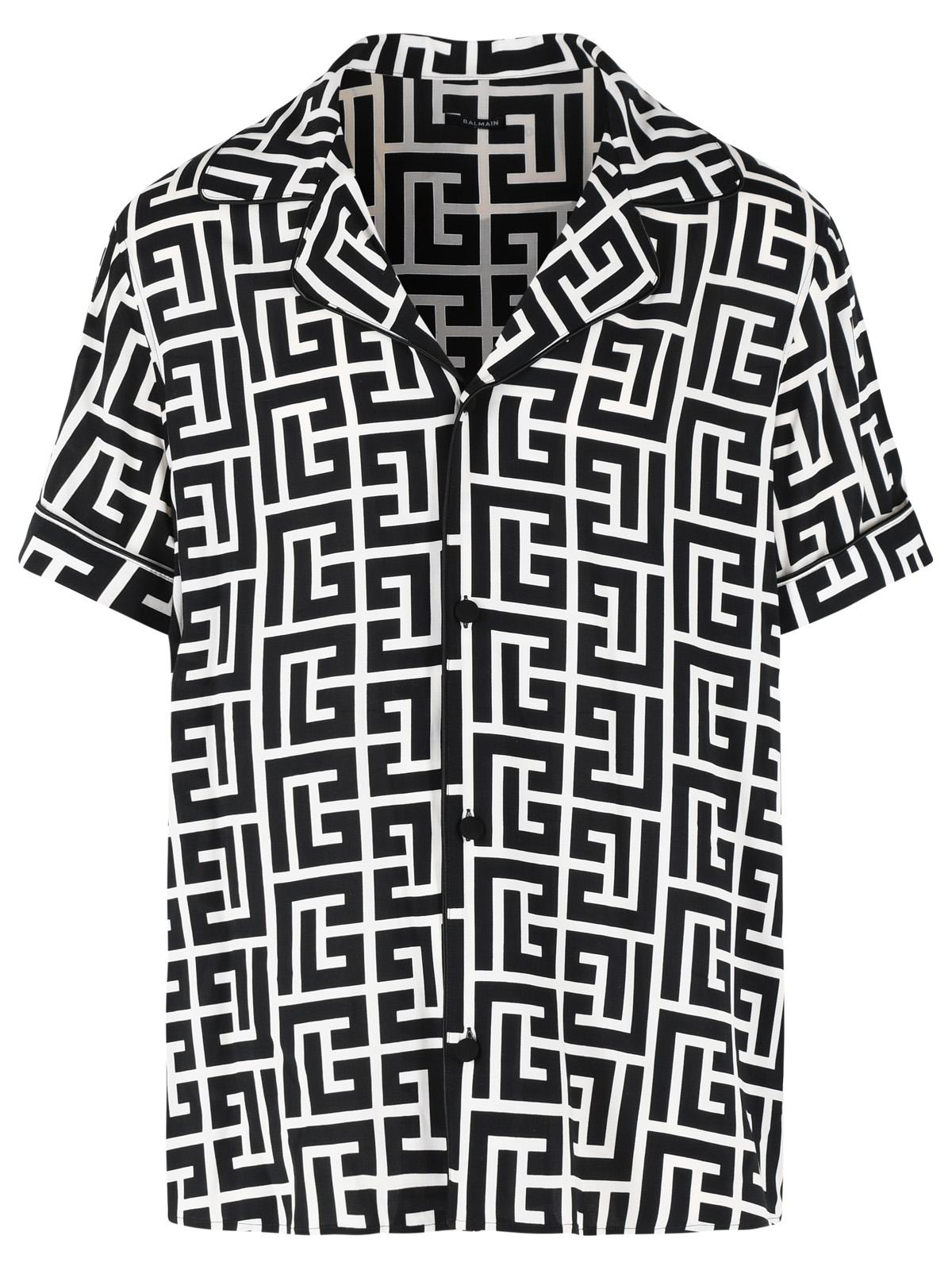 Balmain Black Viscose Shirt Men BALMAIN