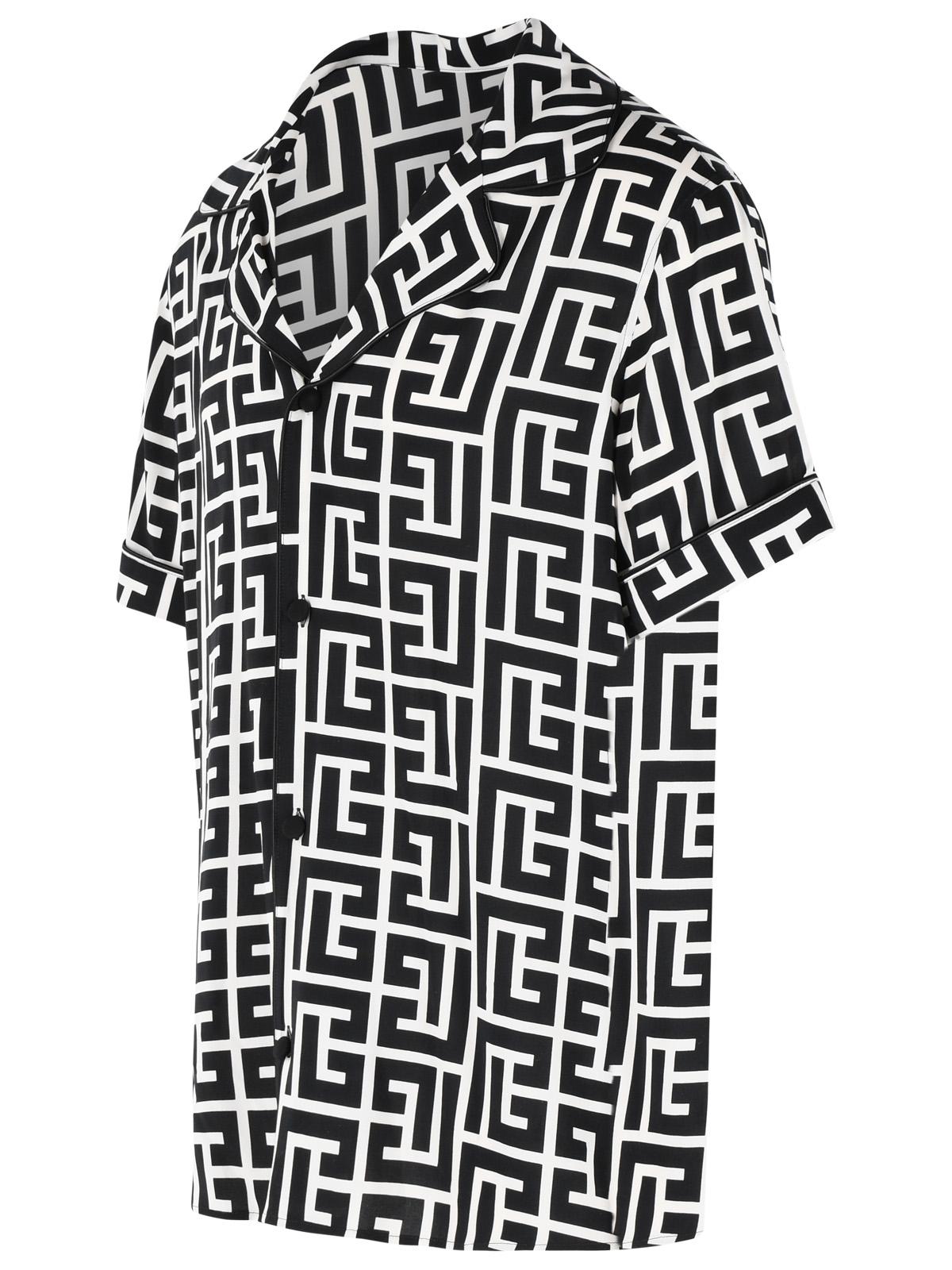 Balmain Black Viscose Shirt Men BALMAIN