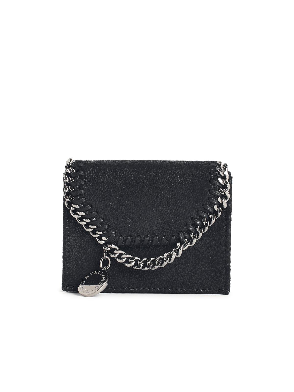 Stella Mccartney Black 'Falabella Tri Fold' Wallet In 'Shaggy Deer' Women STELLA MCCARTNEY