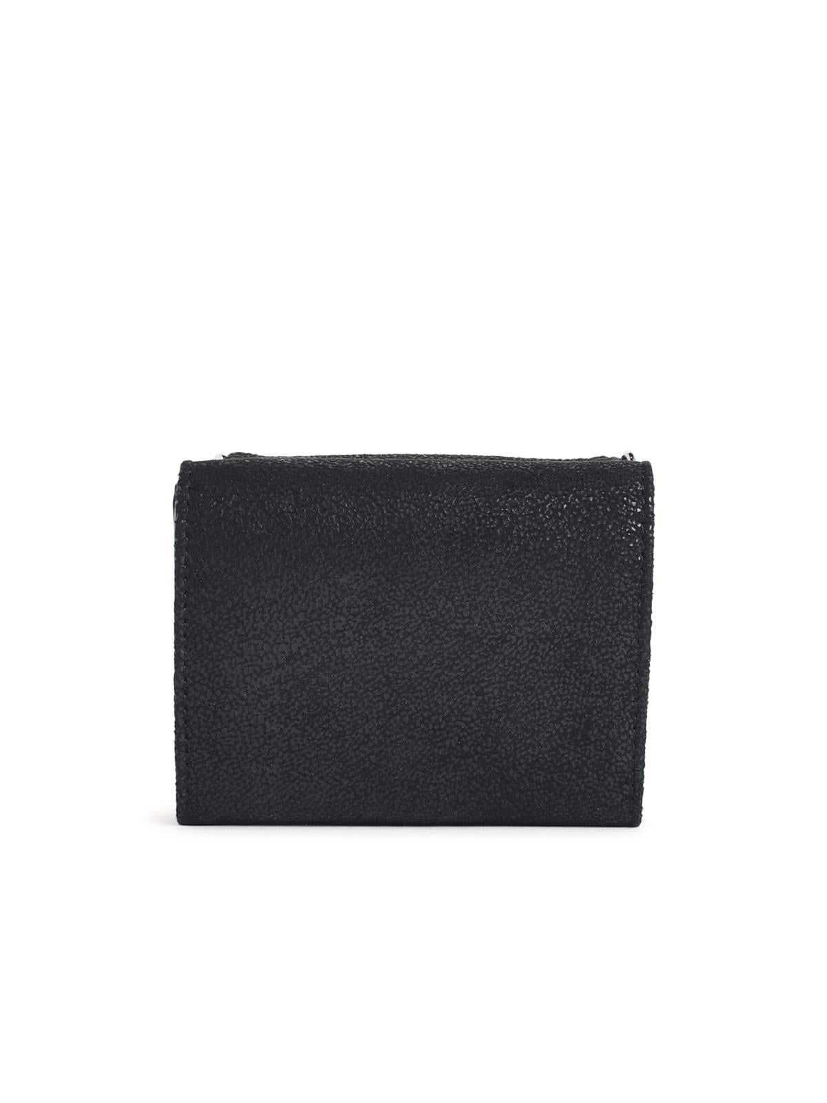 Stella Mccartney Black 'Falabella Tri Fold' Wallet In 'Shaggy Deer' Women STELLA MCCARTNEY