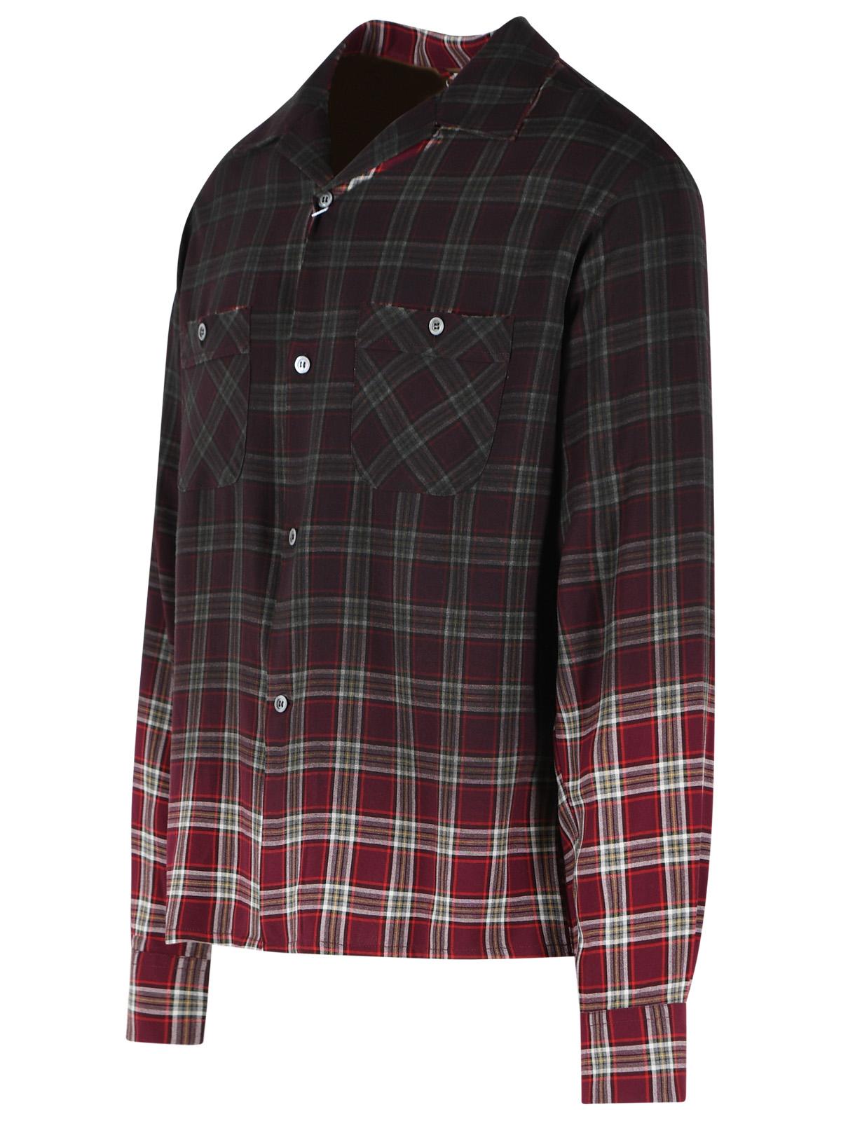 Maison Margiela Burgundy Viscose Check Shirt With Gradient Effect Men MAISON MARGIELA