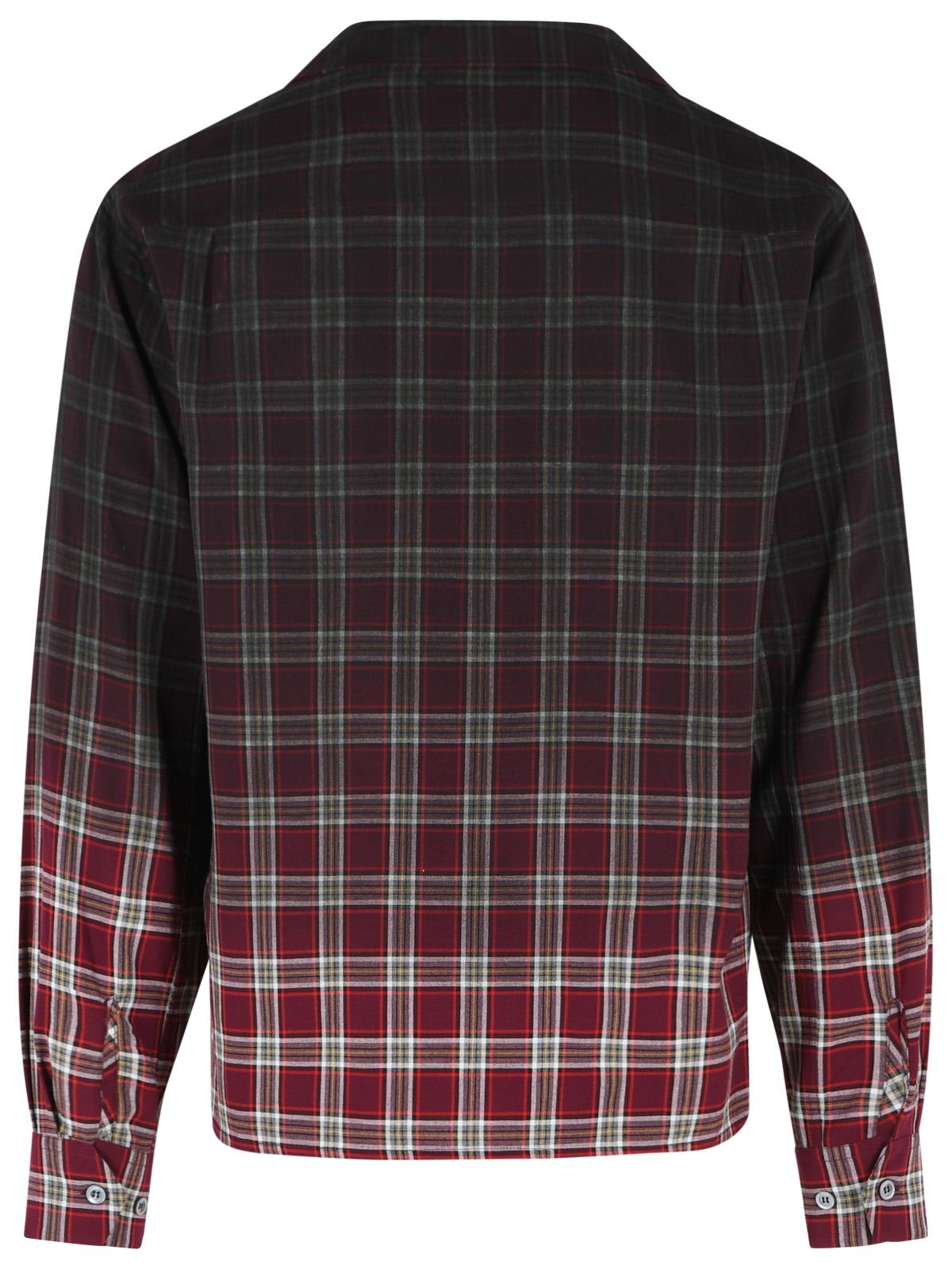 Maison Margiela Burgundy Viscose Check Shirt With Gradient Effect Men MAISON MARGIELA