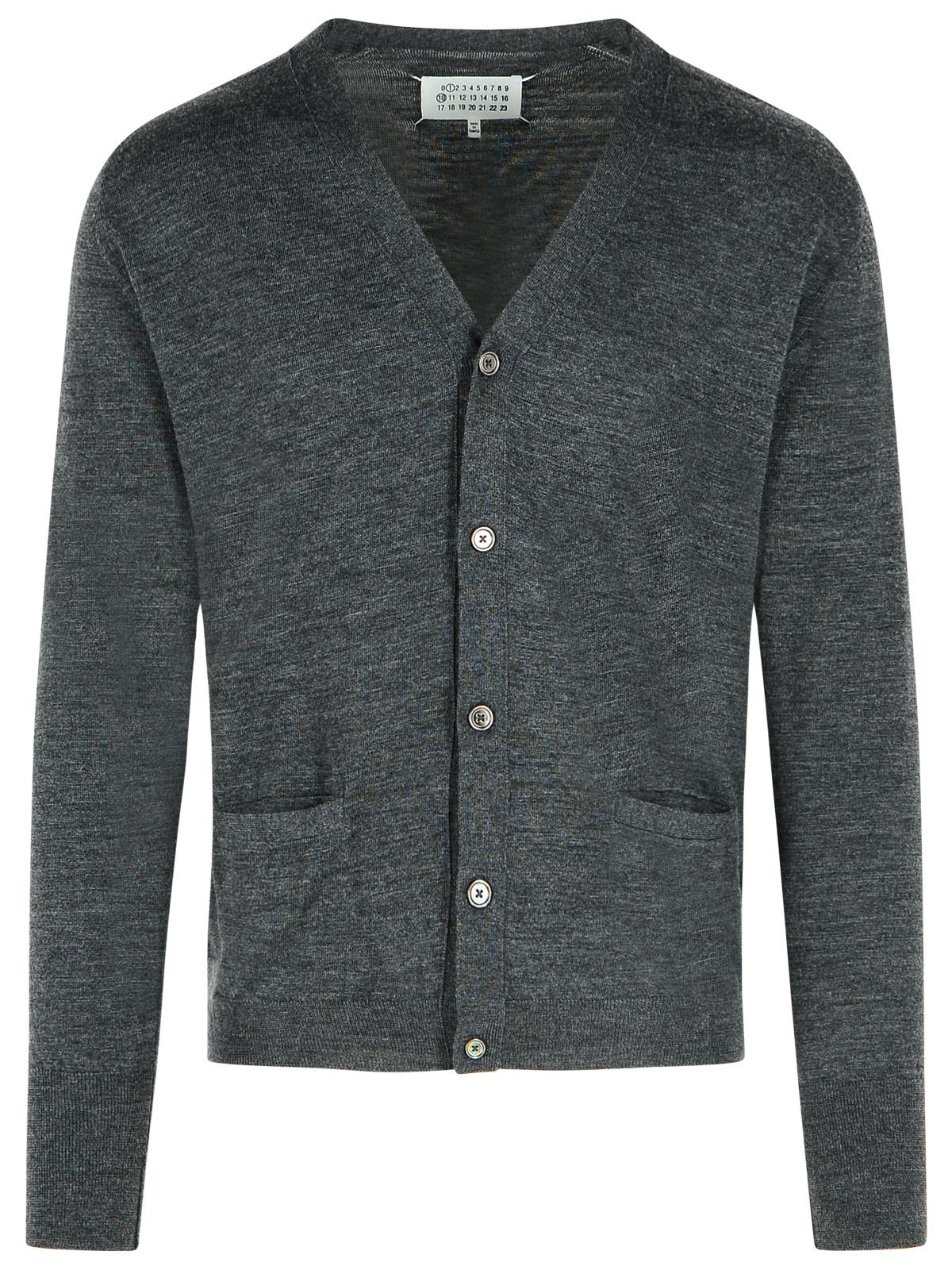 Maison Margiela Dark Grey Wool Blend Cardigan Men MAISON MARGIELA
