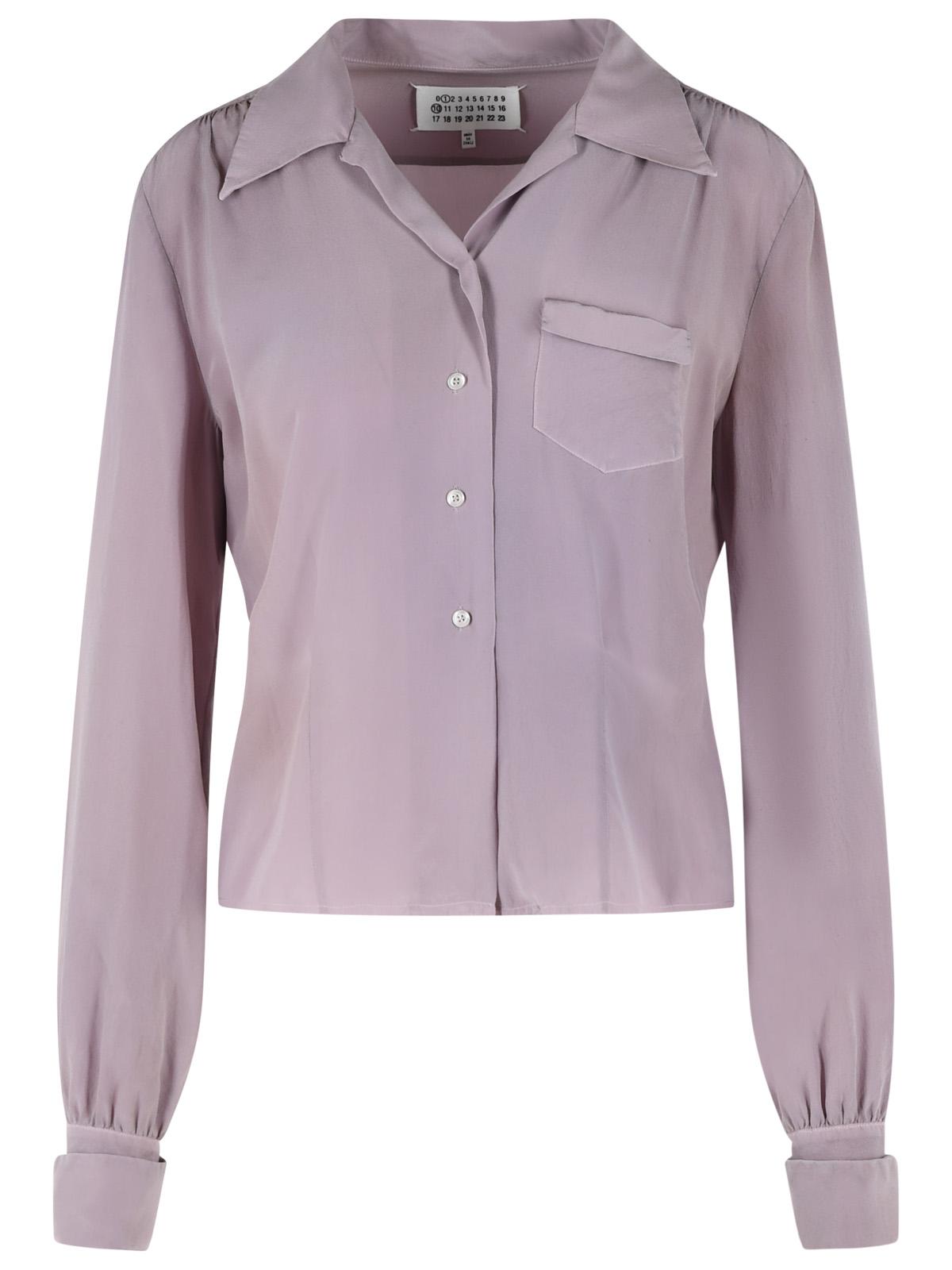 Maison Margiela Lilac Long-Sleeved Silk Shirt Women MAISON MARGIELA