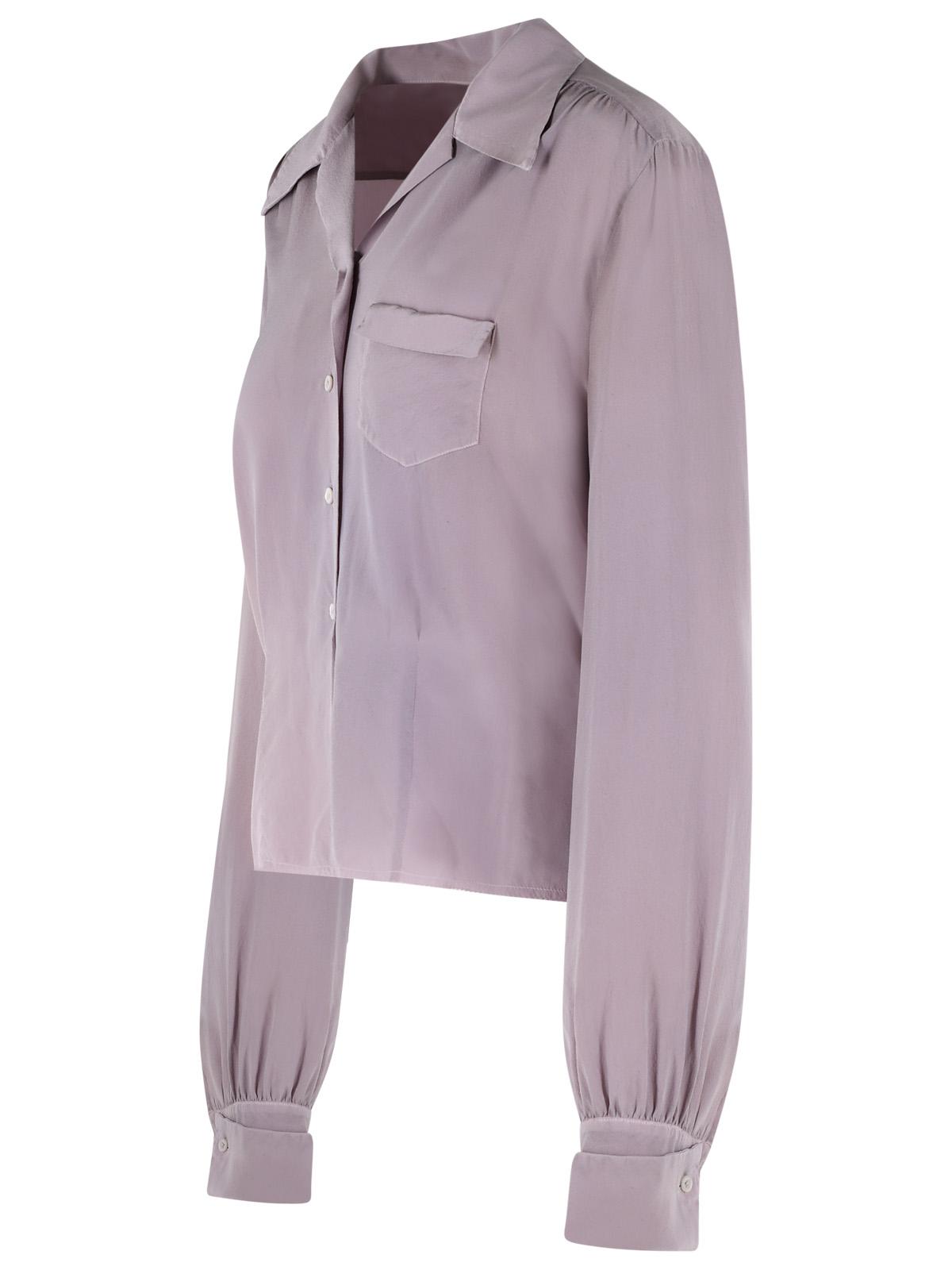 Maison Margiela Lilac Long-Sleeved Silk Shirt Women MAISON MARGIELA