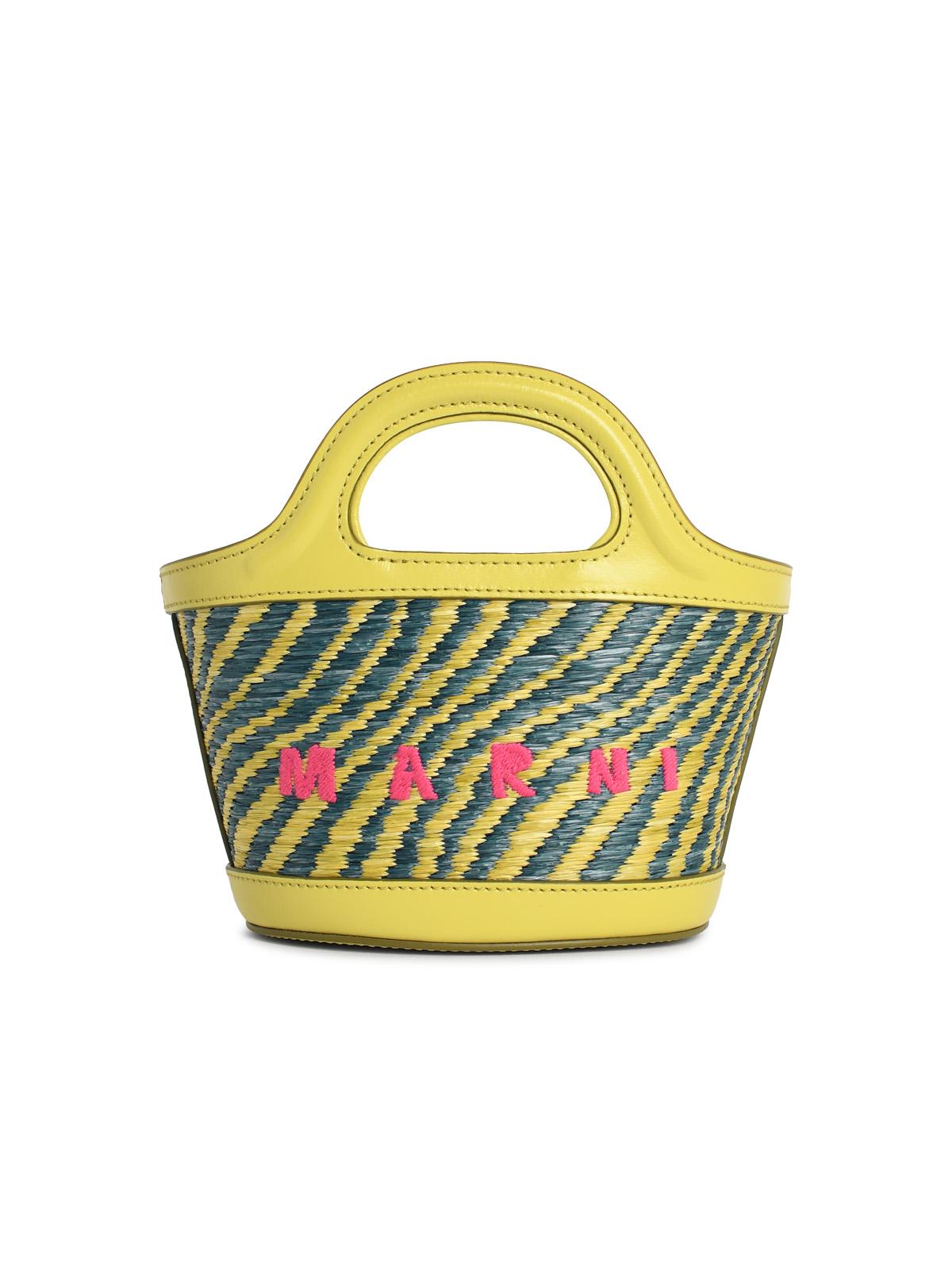 Marni Micro 'Tropicalia' Bag In Green Leather And Raffia-Effect Fabric Women MARNI