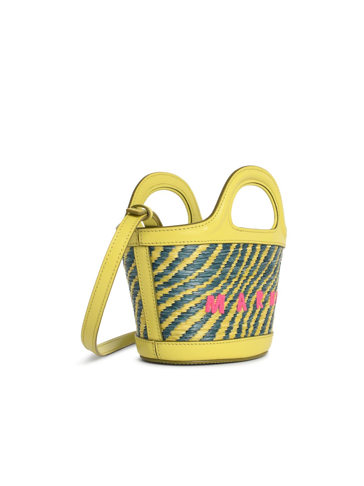 Marni Micro 'Tropicalia' Bag In Green Leather And Raffia-Effect Fabric Women MARNI
