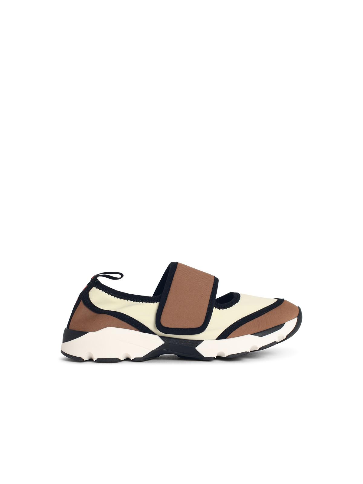 Marni 'Running Mary Jane' Sneakers In Brown And Cream Fabric Women MARNI